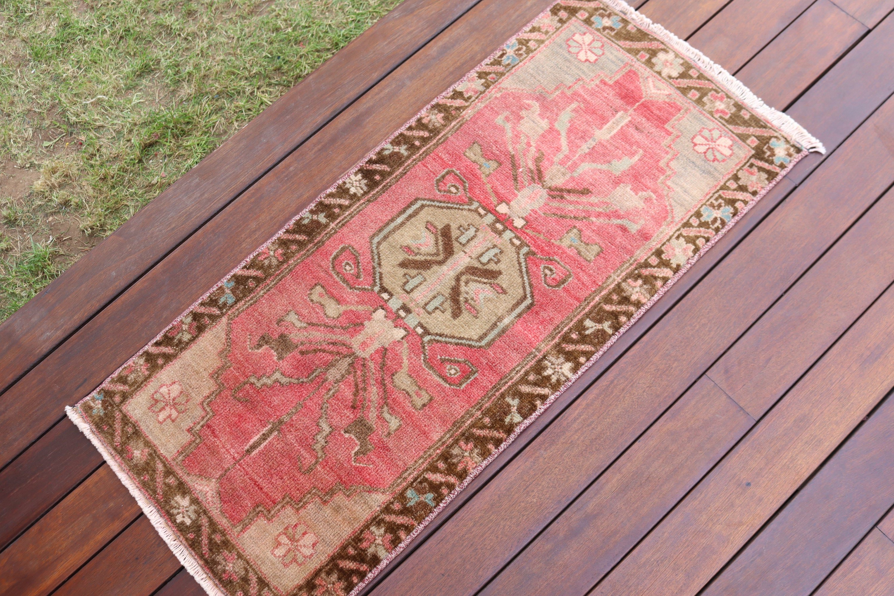 Rugs for Bath, Luxury Rug, 1.5x3.3 ft Small Rugs, Vintage Rugs, Nursery Rug, Turkish Rug, Kitchen Rugs, Antique Rug, Red Anatolian Rug