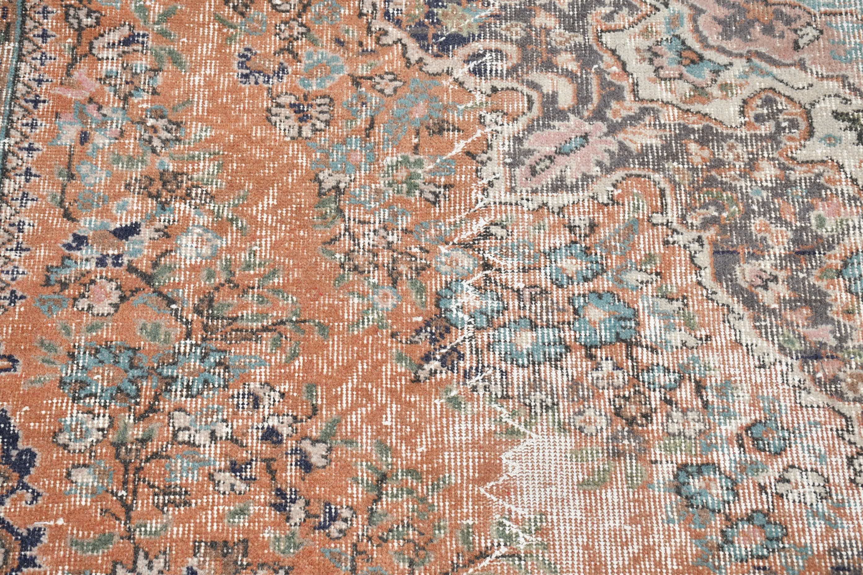Kitchen Rug, Anatolian Rug, Rugs for Bedroom, Turkish Rug, Entry Rug, Wool Rug, Vintage Rug, 4.1x4.1 ft Accent Rug, Orange Oushak Rug