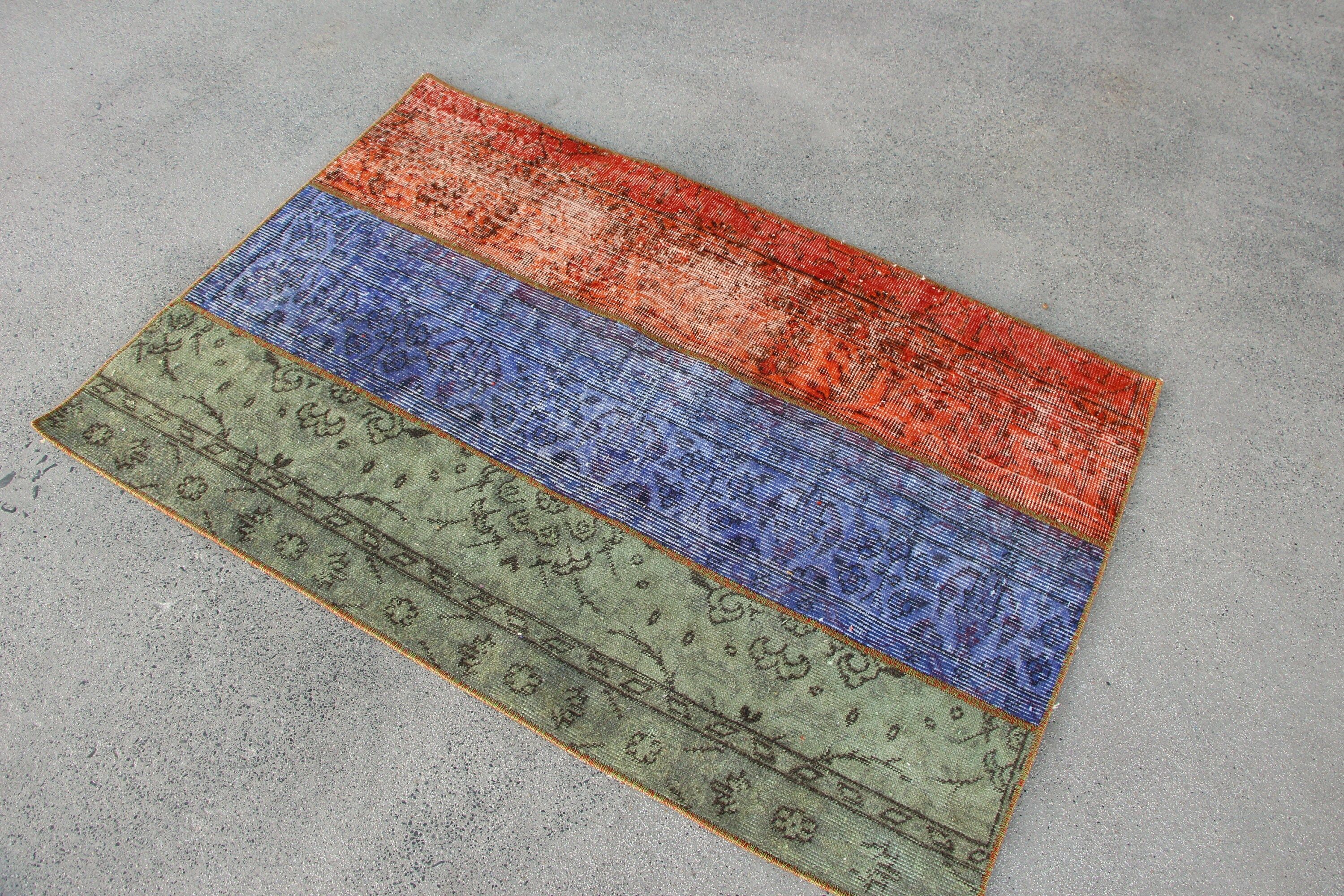 Vintage Rug, 3x4.5 ft Small Rugs, Home Decor Rugs, Turkish Rugs, Orange Home Decor Rug, Bedroom Rug, Kitchen Rug, Rugs for Wall Hanging