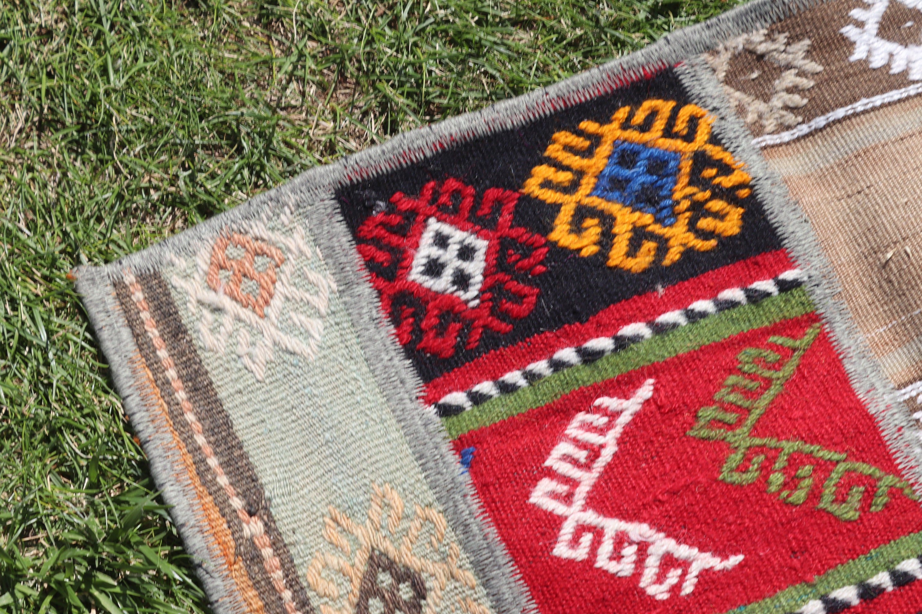 Turkish Rugs, Bathroom Rug, Vintage Rug, Turkey Rug, Red Flatweave Rug, 2.2x2.2 ft Small Rugs, Kitchen Rug, Geometric Rugs, Moroccan Rug