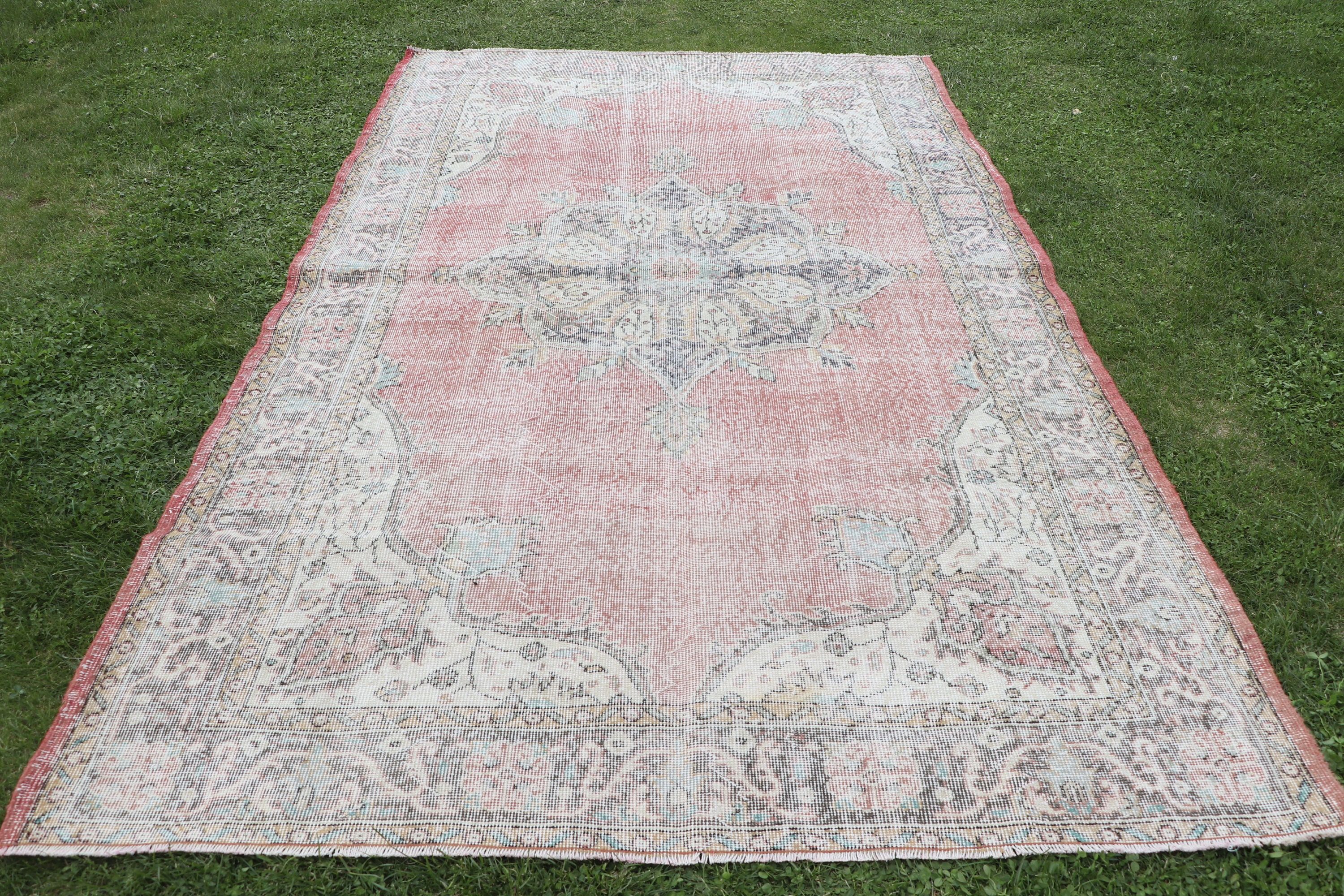 Türk Halısı, Ofis Halısı, 6x9.7 ft Büyük Halı, Vintage Halılar, El Dokuma Halı, Büyük Boho Halısı, Yatak Odası Halıları, Kırmızı Oryantal Halılar, Boho Halıları