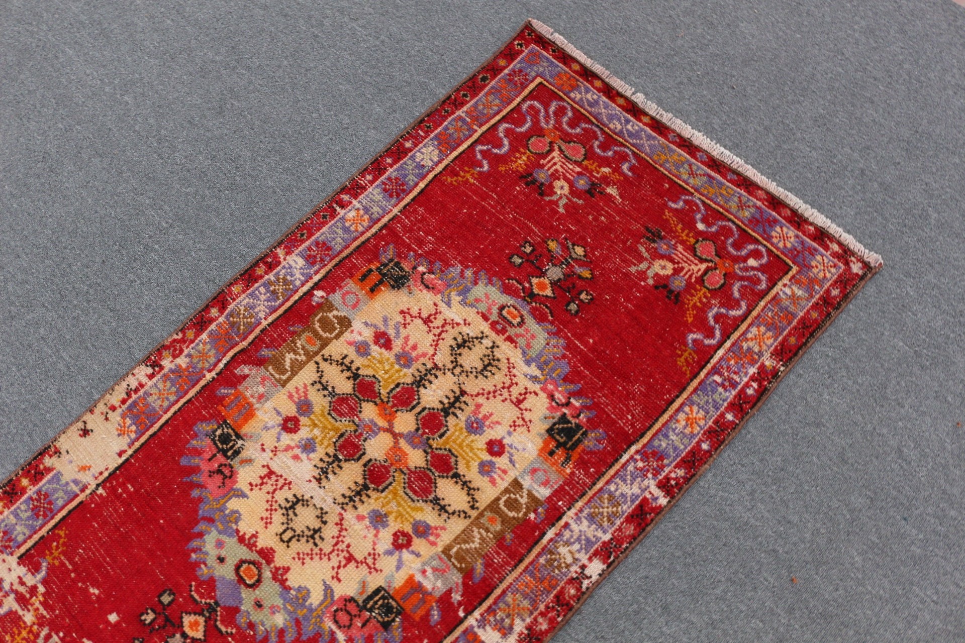 Vintage Rugs, Red Home Decor Rug, Moroccan Rugs, Turkish Rug, Bath Rug, Rugs for Door Mat, Floor Rug, Entry Rug, 2.5x5.2 ft Small Rug