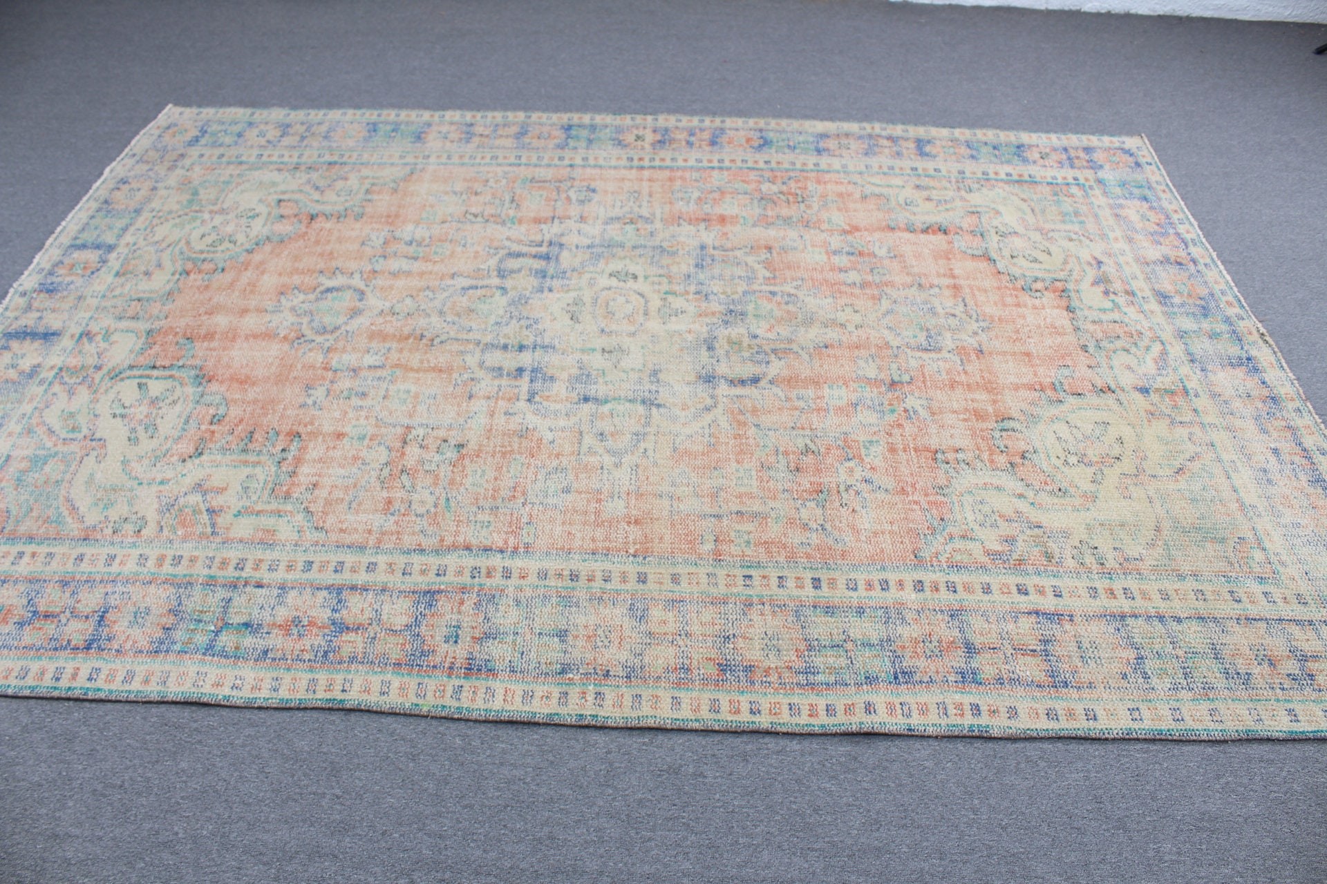 Salon Rug, Anatolian Rug, Boho Rug, Dining Room Rug, Orange Oriental Rug, Vintage Rug, Turkish Rug, Cool Rug, 6.2x8.9 ft Large Rugs