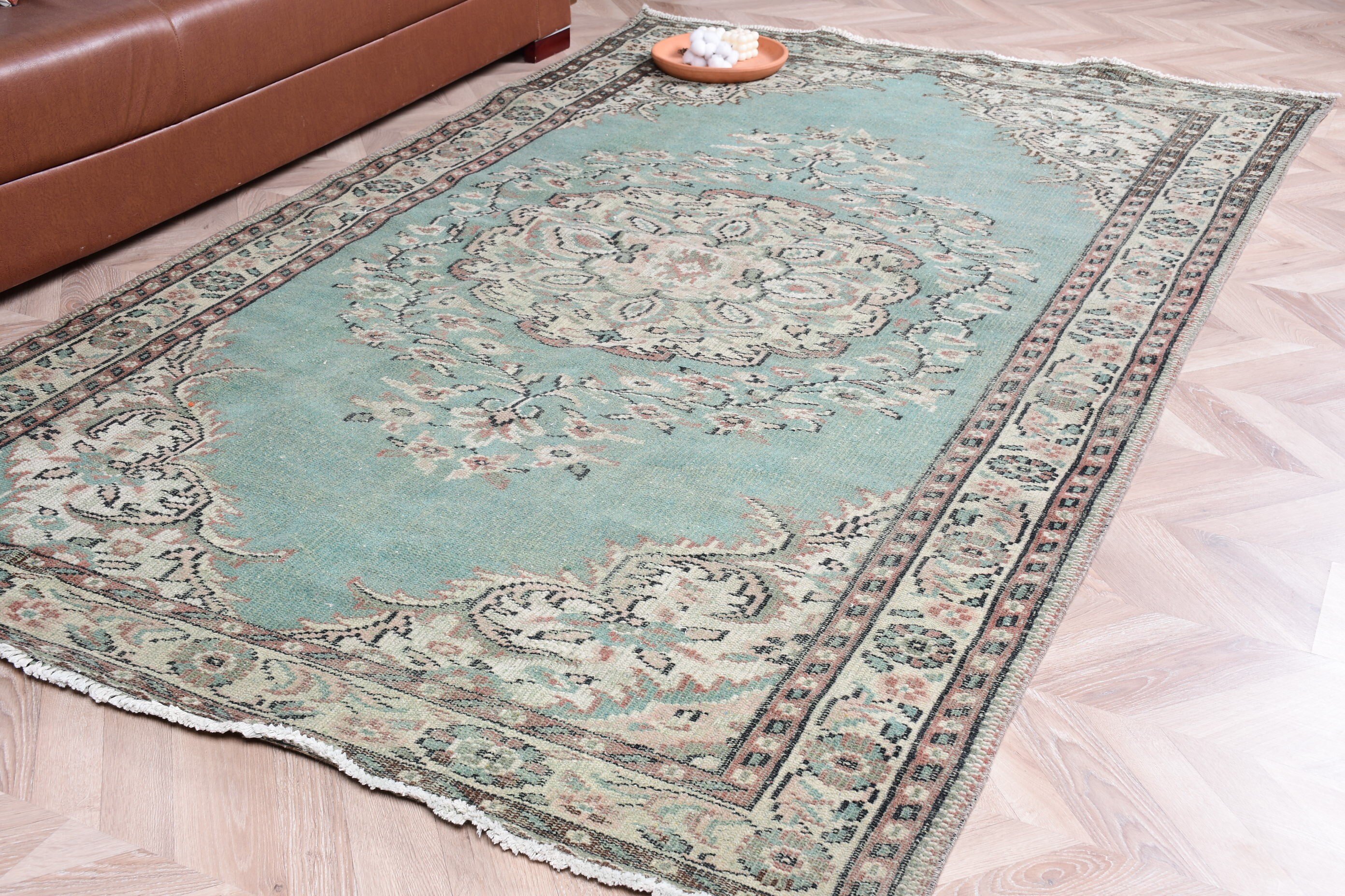 Green Kitchen Rug, Bedroom Rugs, Turkish Rugs, Anatolian Rug, Rugs for Bedroom, Vintage Rug, 5.1x8.5 ft Large Rug, Kitchen Rug, Salon Rug