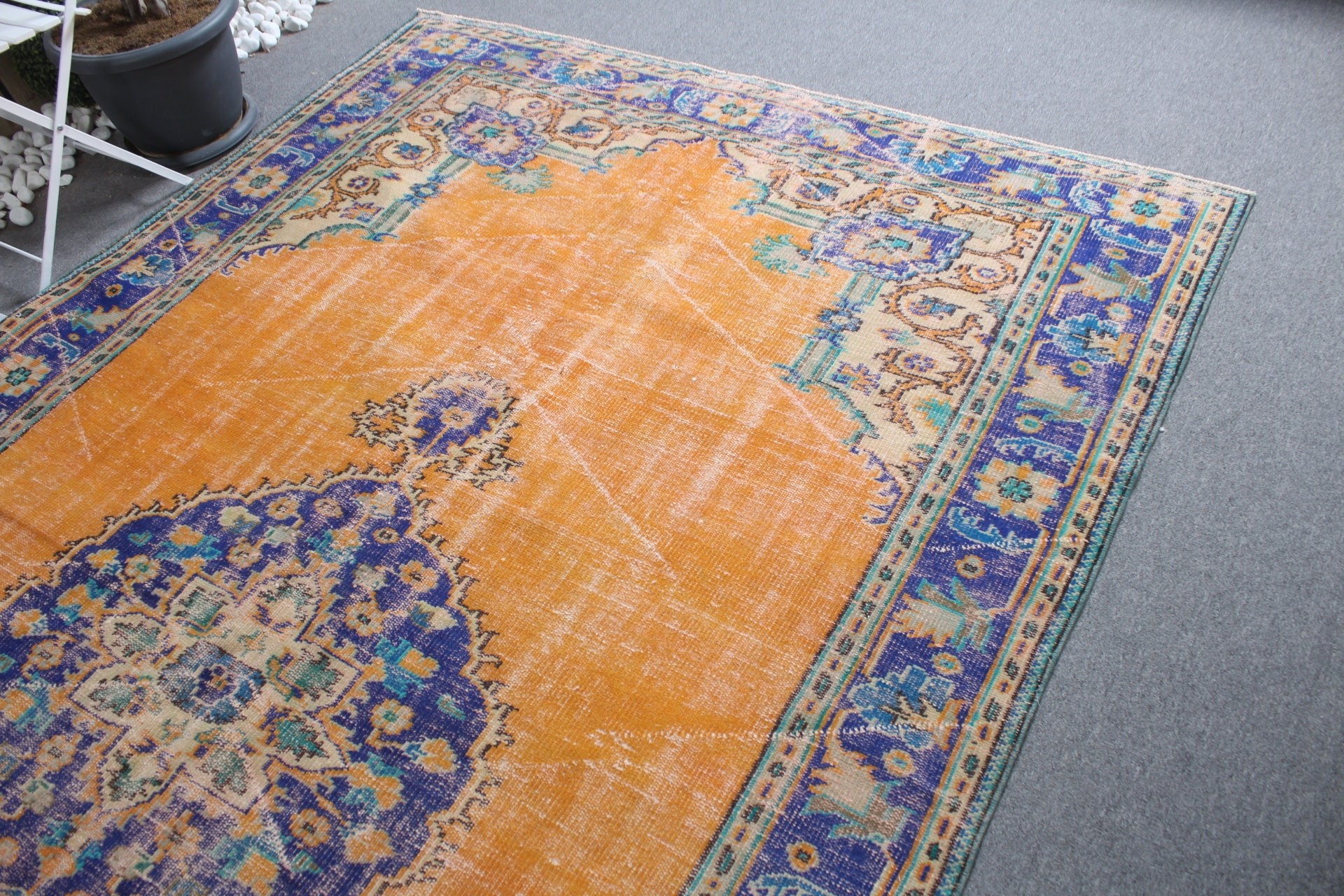 Cool Rug, Pale Rug, Living Room Rug, 6.6x10.5 ft Large Rugs, Salon Rugs, Antique Rug, Orange Home Decor Rugs, Turkish Rugs, Vintage Rugs