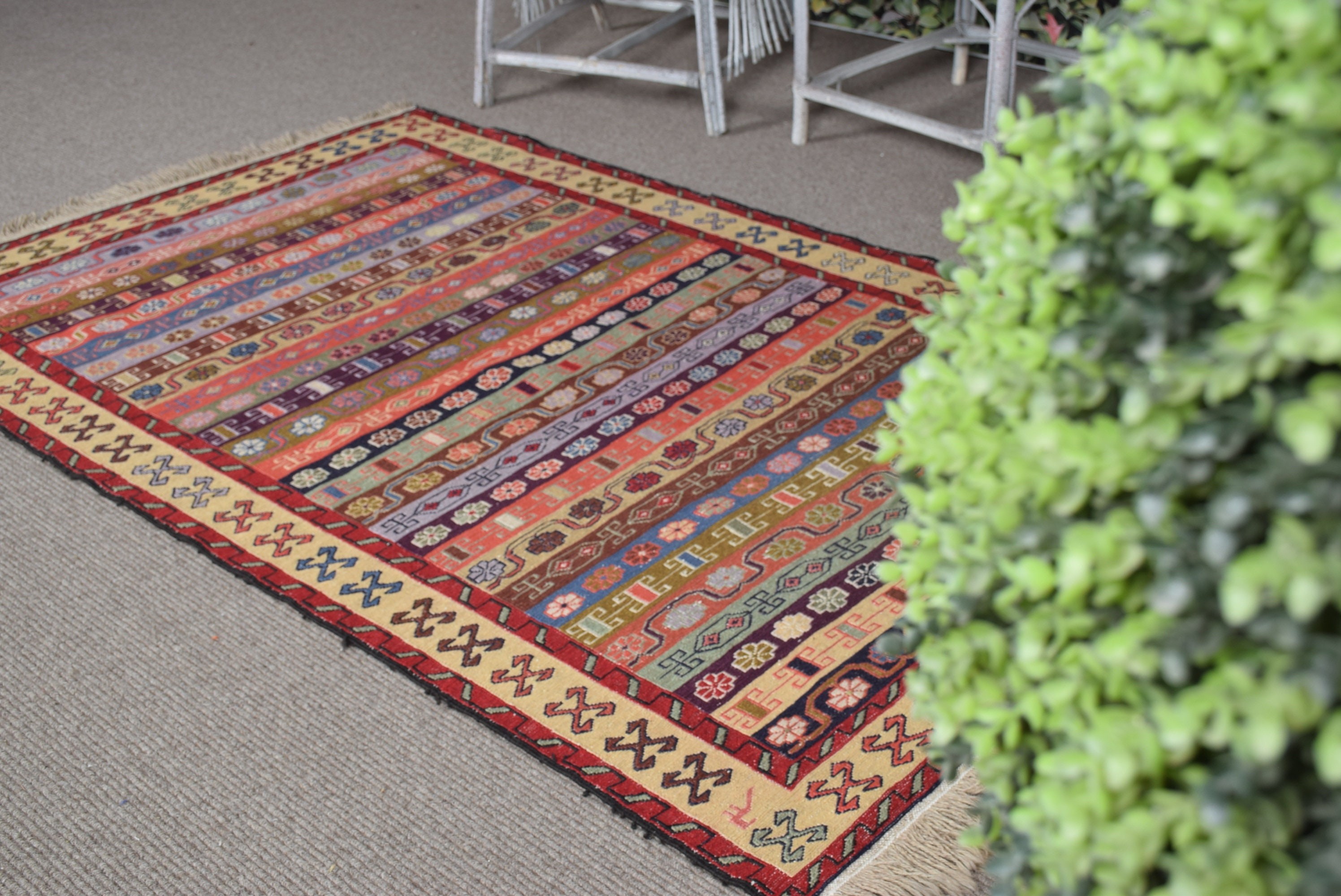 Anatolian Rug, Wool Rug, Kilim, Turkish Rug, 4x6.6 ft Area Rug, Red Home Decor Rugs, Indoor Rugs, Rugs for Bedroom, Floor Rug, Vintage Rug