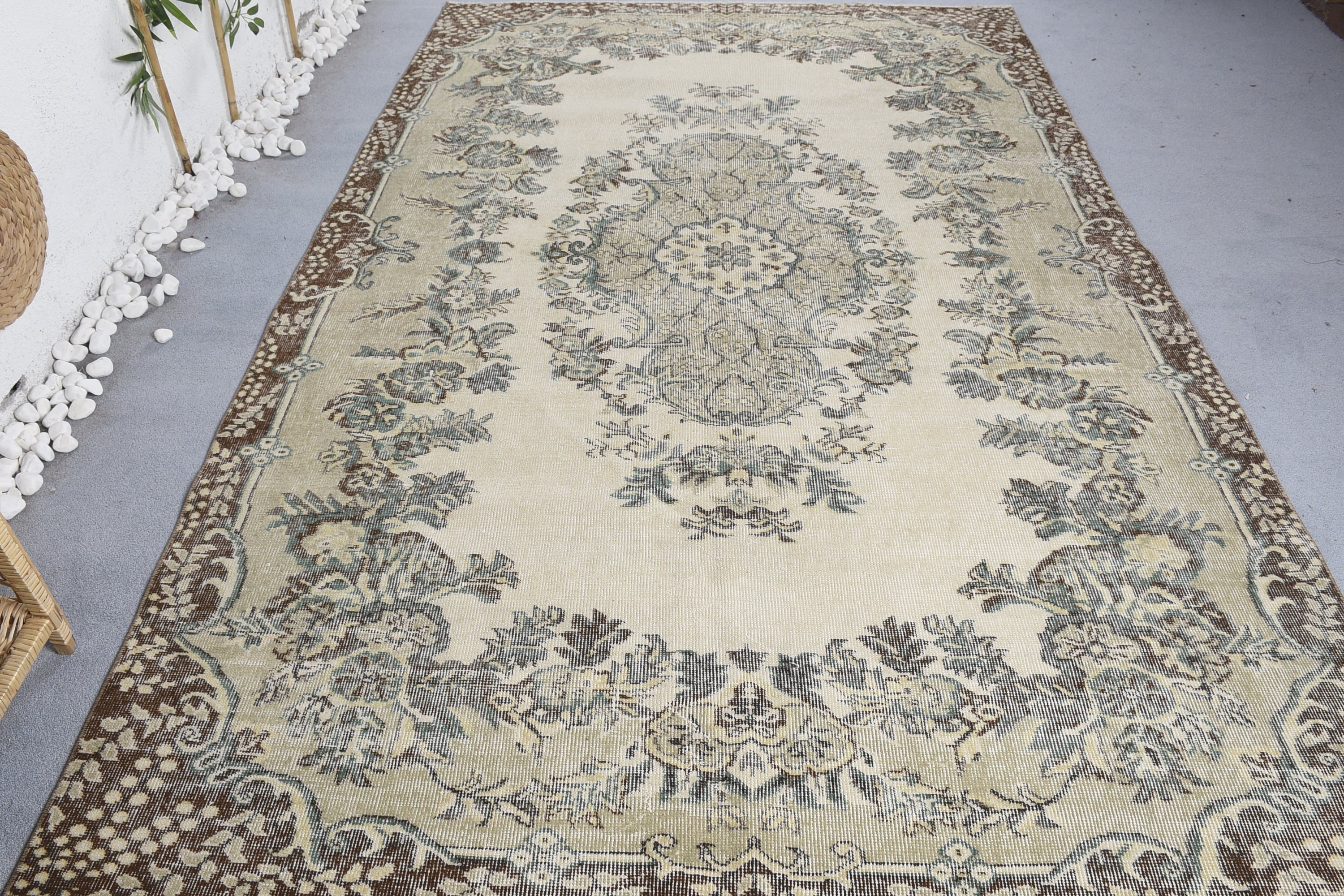 Oturma Odası Halıları, Yeşil Anadolu Halısı, Vintage Halı, Ev Dekorasyonu Halıları, 6.1x9.8 ft Büyük Halılar, Yatak Odası Halısı, Fas Halısı, Türk Halıları