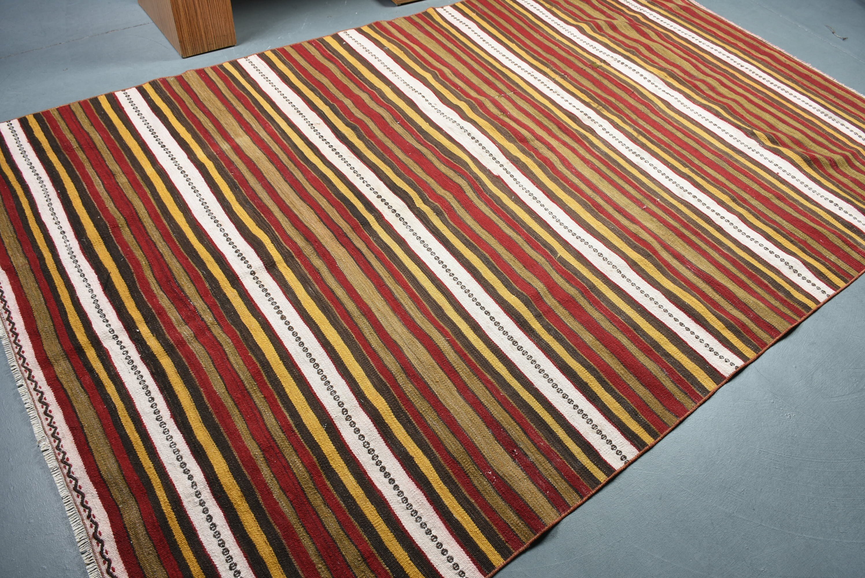 Living Room Rug, Vintage Rugs, Turkish Rugs, 6.1x9.6 ft Large Rug, Red Kitchen Rug, Salon Rug, Kitchen Rug, Flatweave Rug