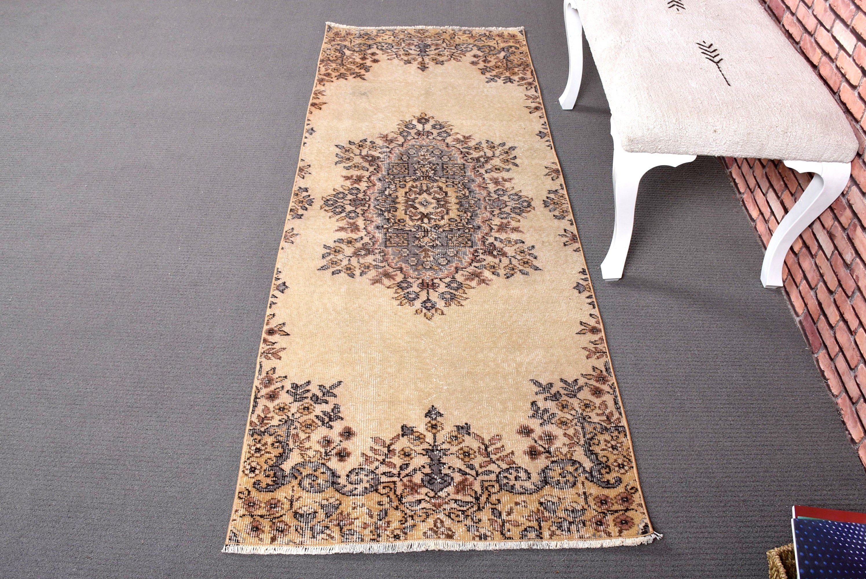 Koridor Halıları, Yatak Odası Halısı, Vintage Halı, 2.5x6.8 ft Runner Halısı, Bej Fas Halıları, Türk Halıları, Beni Ourain Runner Halısı, Oushak Halısı