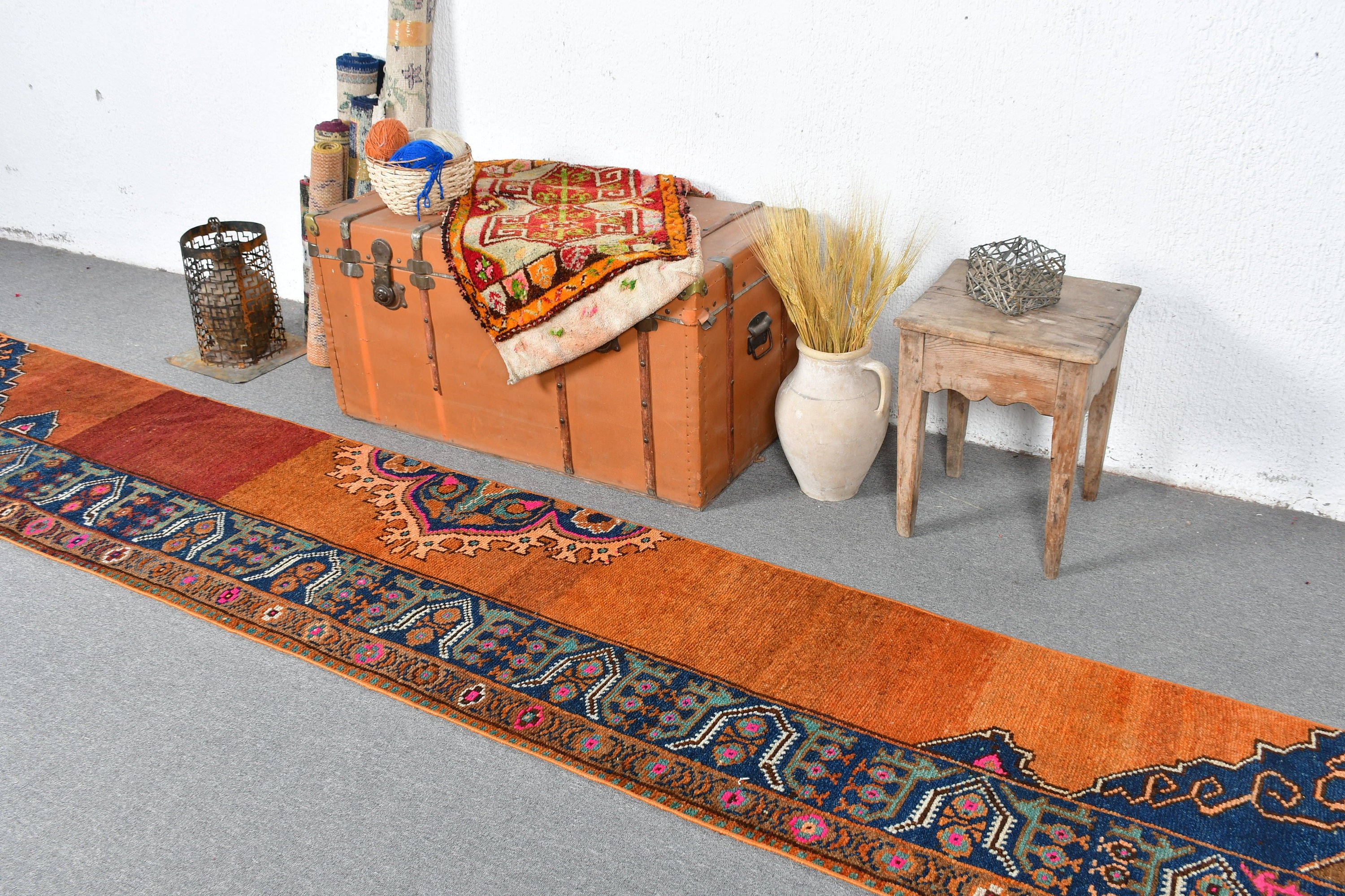 Orange Oriental Rugs, Kitchen Rugs, Vintage Rug, Turkish Rug, Bedroom Rug, 2.1x11.8 ft Runner Rug, Floor Rug, Rugs for Hallway, Stair Rug