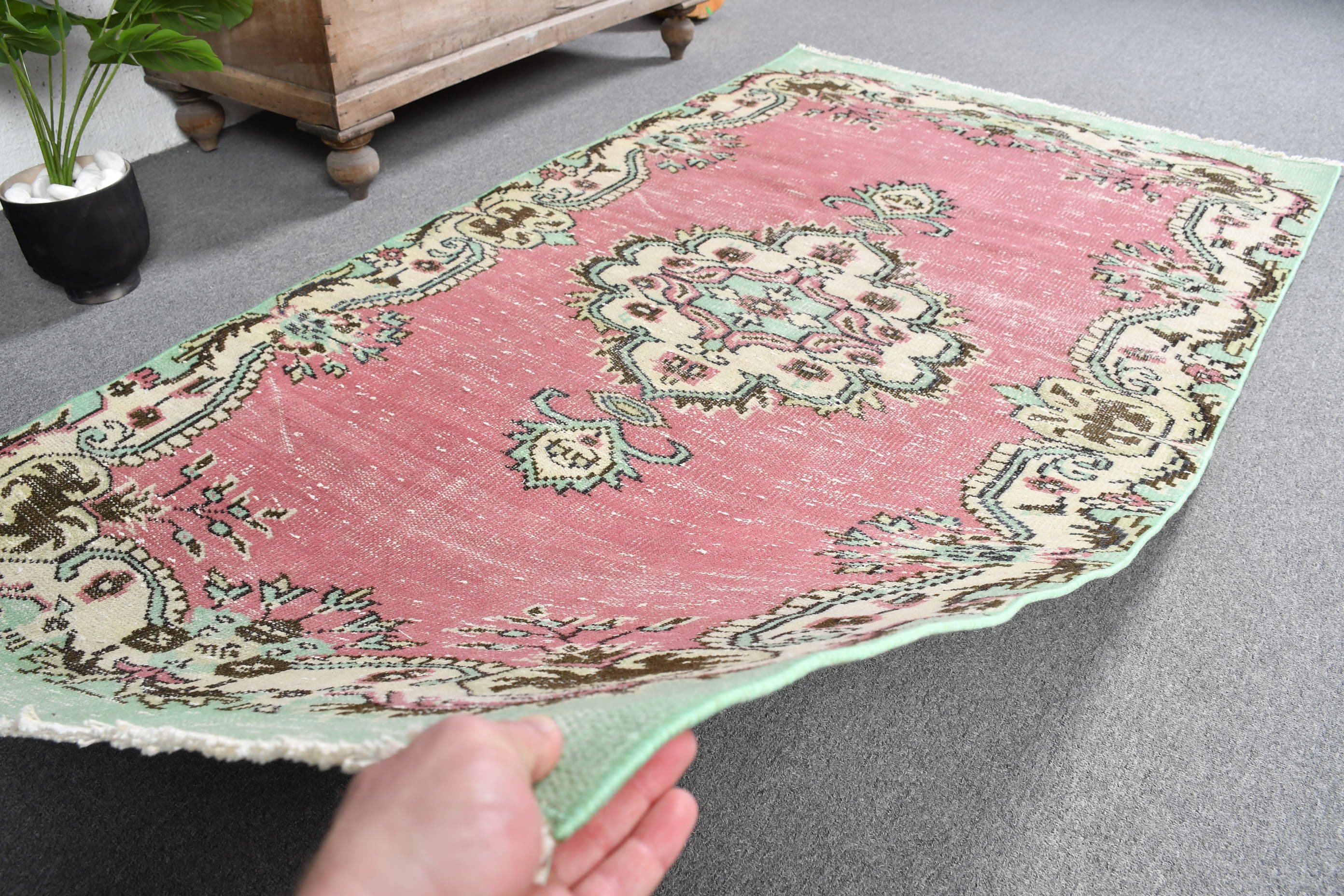 Red Kitchen Rugs, 3.8x6.7 ft Area Rug, Dining Room Rug, Moroccan Rug, Antique Rug, Bohemian Rug, Turkish Rugs, Vintage Rug, Living Room Rug