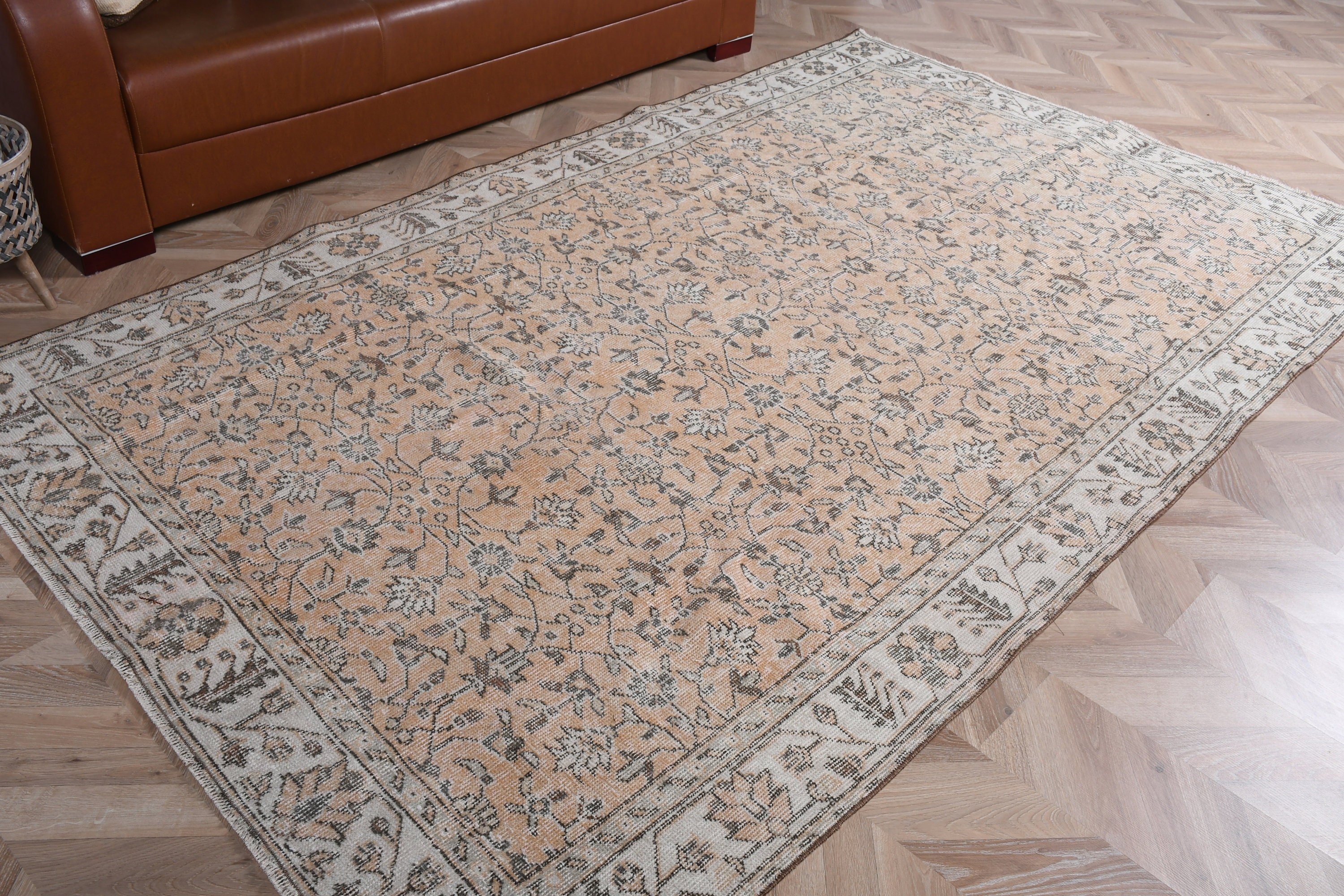 5.4x9.2 ft Büyük Halı, Turuncu Soğuk Halı, Vintage Halı, Ev Dekorasyonu Halısı, Yemek Odası Halıları, Türk Halısı, Anadolu Halıları, Oturma Odası Halıları