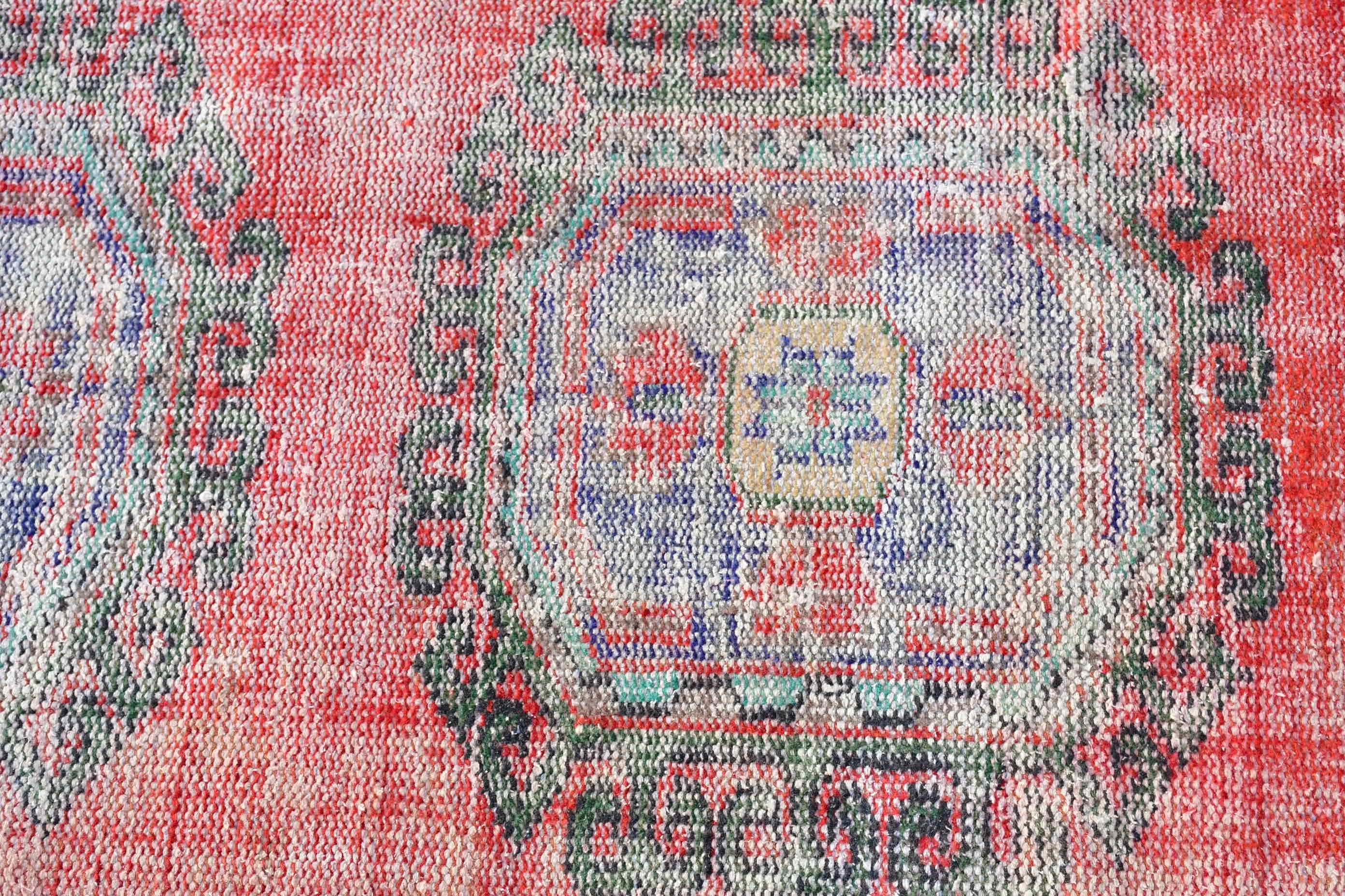 Moroccan Rugs, Red Antique Rug, Vintage Rug, Art Rug, Stair Rug, Turkish Rugs, 2.6x10.6 ft Runner Rugs, Oriental Rugs, Kitchen Rug