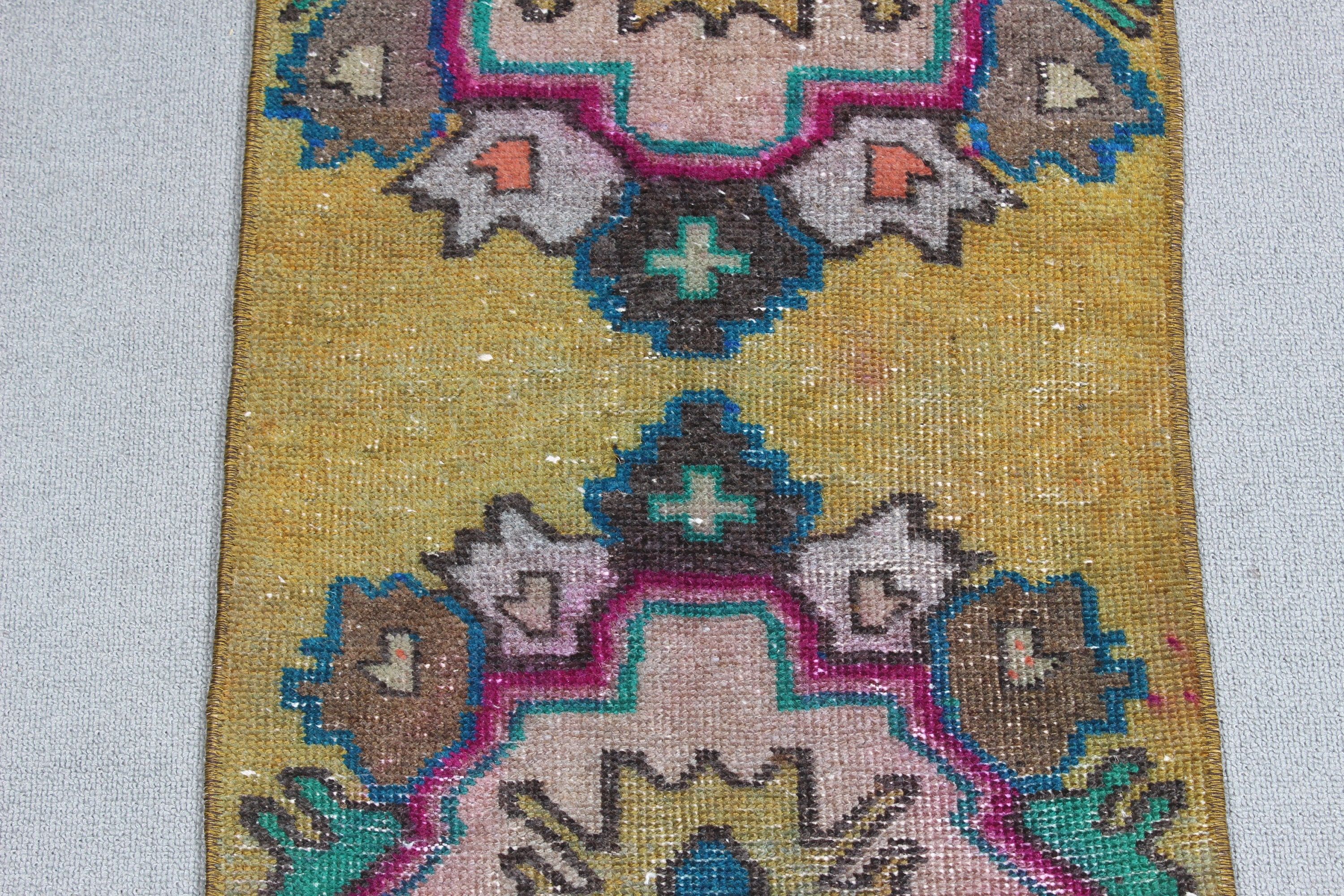 Antique Rugs, Yellow Bedroom Rug, Turkish Rug, 1.5x3.4 ft Small Rugs, Anatolian Rugs, Rugs for Kitchen, Car Mat Rugs, Vintage Rugs