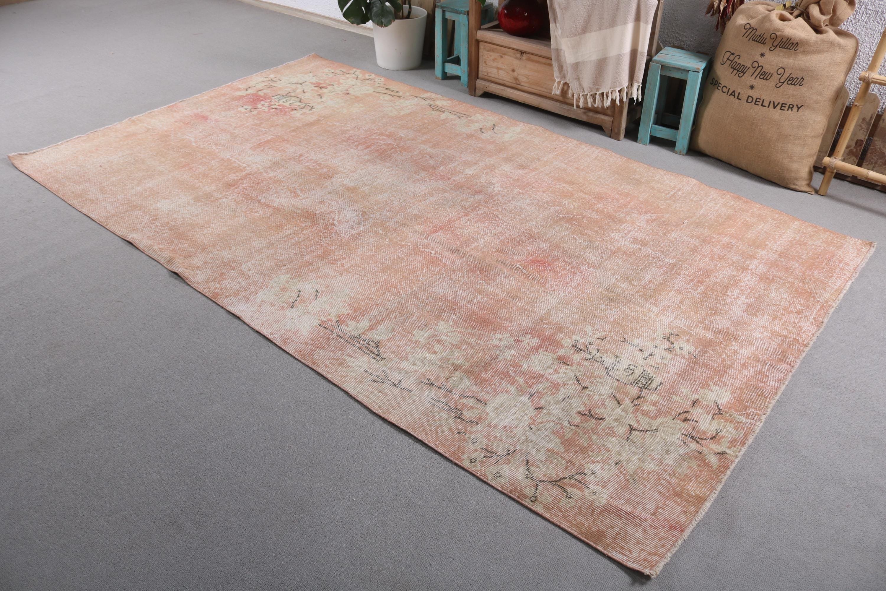 Boho Rugs, Turkish Rugs, Vintage Rugs, Aztec Rug, 5.4x9.2 ft Large Rugs, Oriental Rug, Pink Neutral Rug, Large Vintage Rug, Living Room Rug