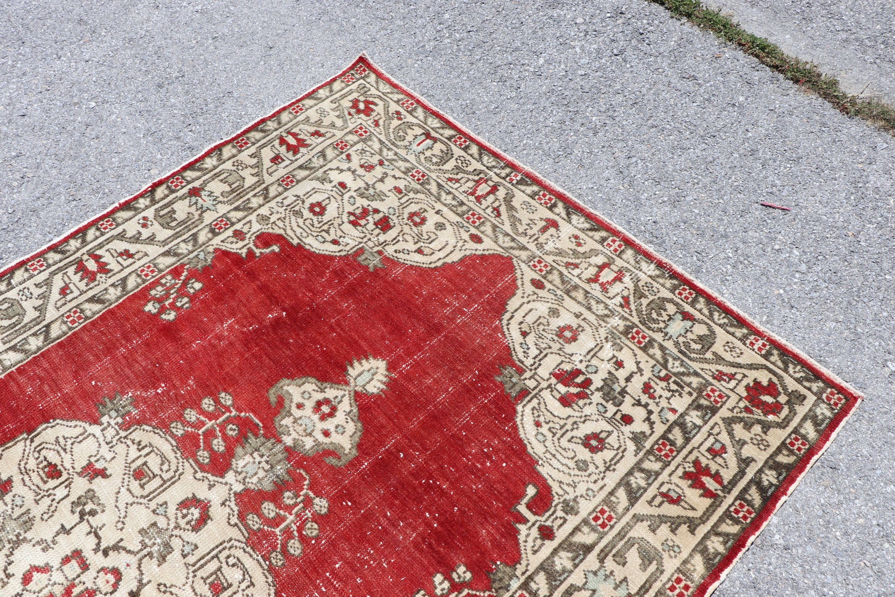 4.6x8.4 ft Area Rug, Red Antique Rugs, Dining Room Rug, Natural Rug, Kitchen Rugs, Turkish Rug, Oriental Rugs, Wool Rugs, Vintage Rug