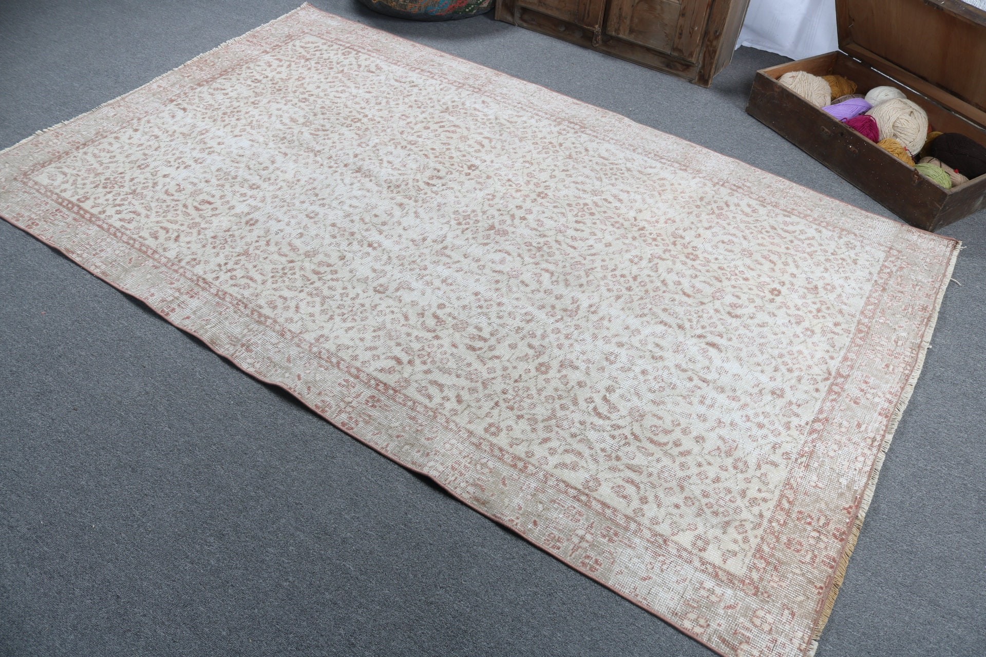 Yatak Odası Halıları, Mutfak Halısı, 4.8x7.9 ft Alan Halısı, Türk Halısı, Ev Dekorasyonu Halısı, Vintage Halı, Bej Oushak Halıları, Tribal Halıları, Yer Halısı