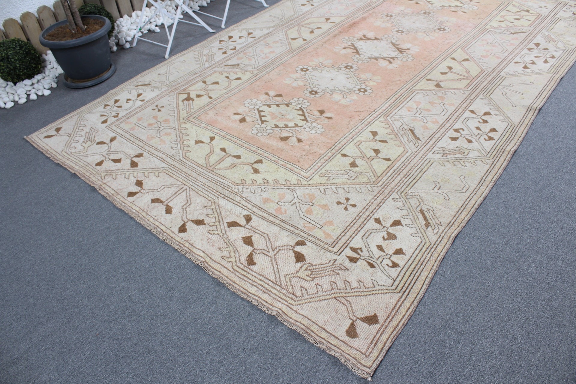 Turkish Rug, Saloon Rugs, Cute Rugs, Vintage Rug, Beige Oriental Rug, Bedroom Rug, 6.8x10.6 ft Oversize Rugs, Dining Room Rug, Kitchen Rugs