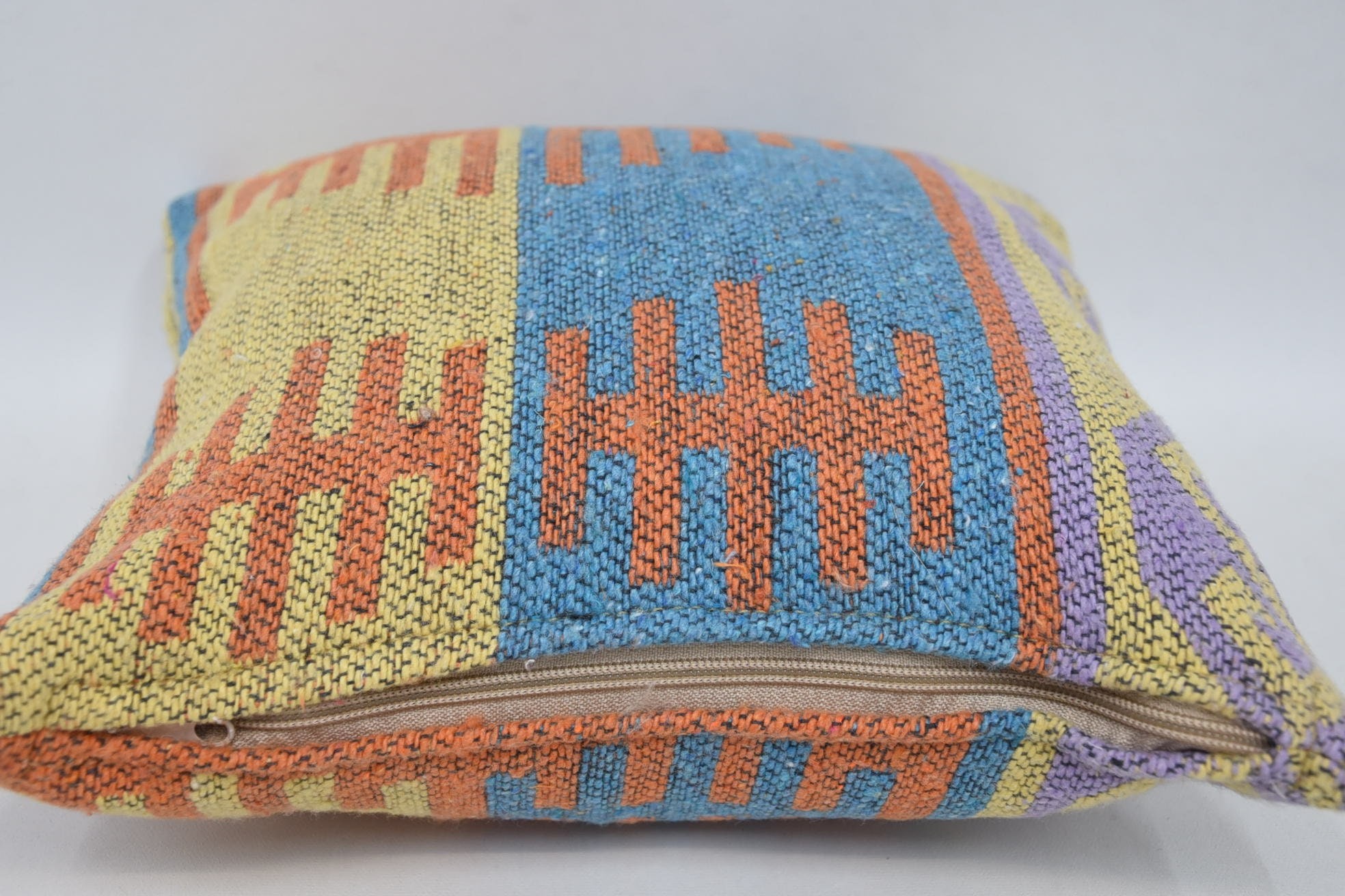 Pillow for Couch, Vintage Kilim Throw Pillow, Kilim Pillow Cover, 12"x12" Orange Pillow Case, Bed Cushion, Couch Pillow Cover