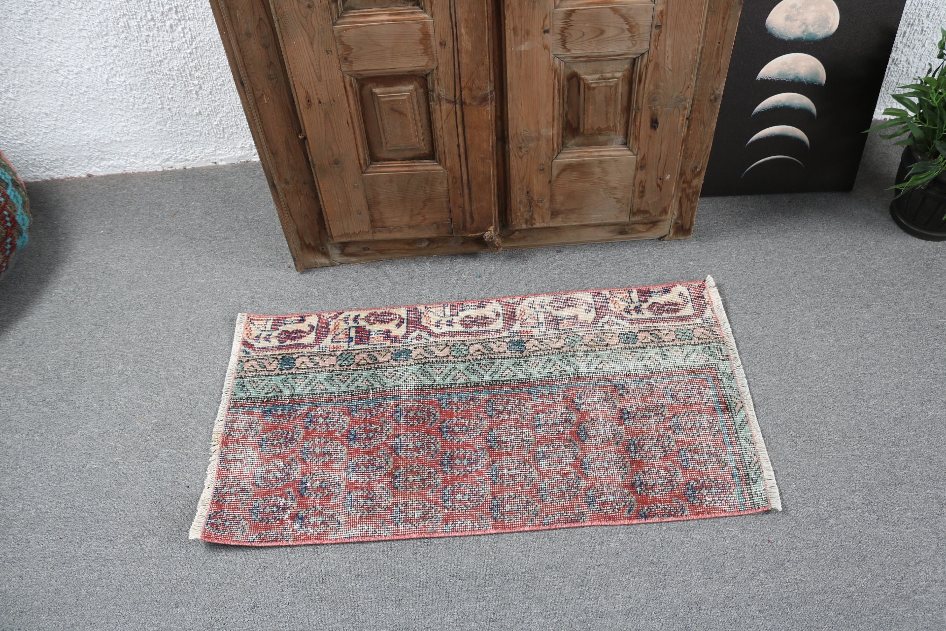 Antika Halılar, Kırmızı Antika Halılar, Organik Halı, Türk Halısı, 1,7x3,1 ft Küçük Halılar, Banyo Halıları, Vintage Halı, Oryantal Halılar, Küçük Alan Halısı