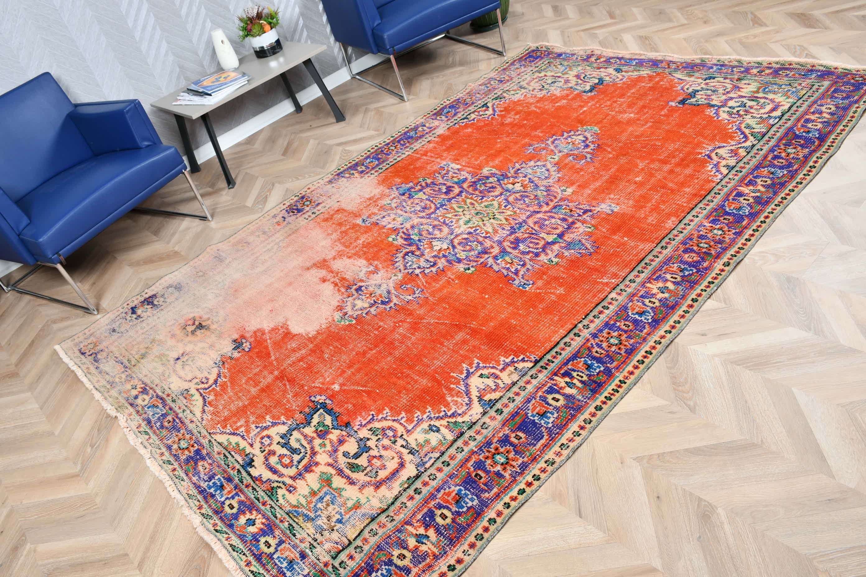 Dining Room Rug, Rugs for Bedroom, Turkish Rug, Bedroom Rugs, 6x9.3 ft Large Rug, Salon Rugs, Red Oushak Rug, Home Decor Rug, Vintage Rug