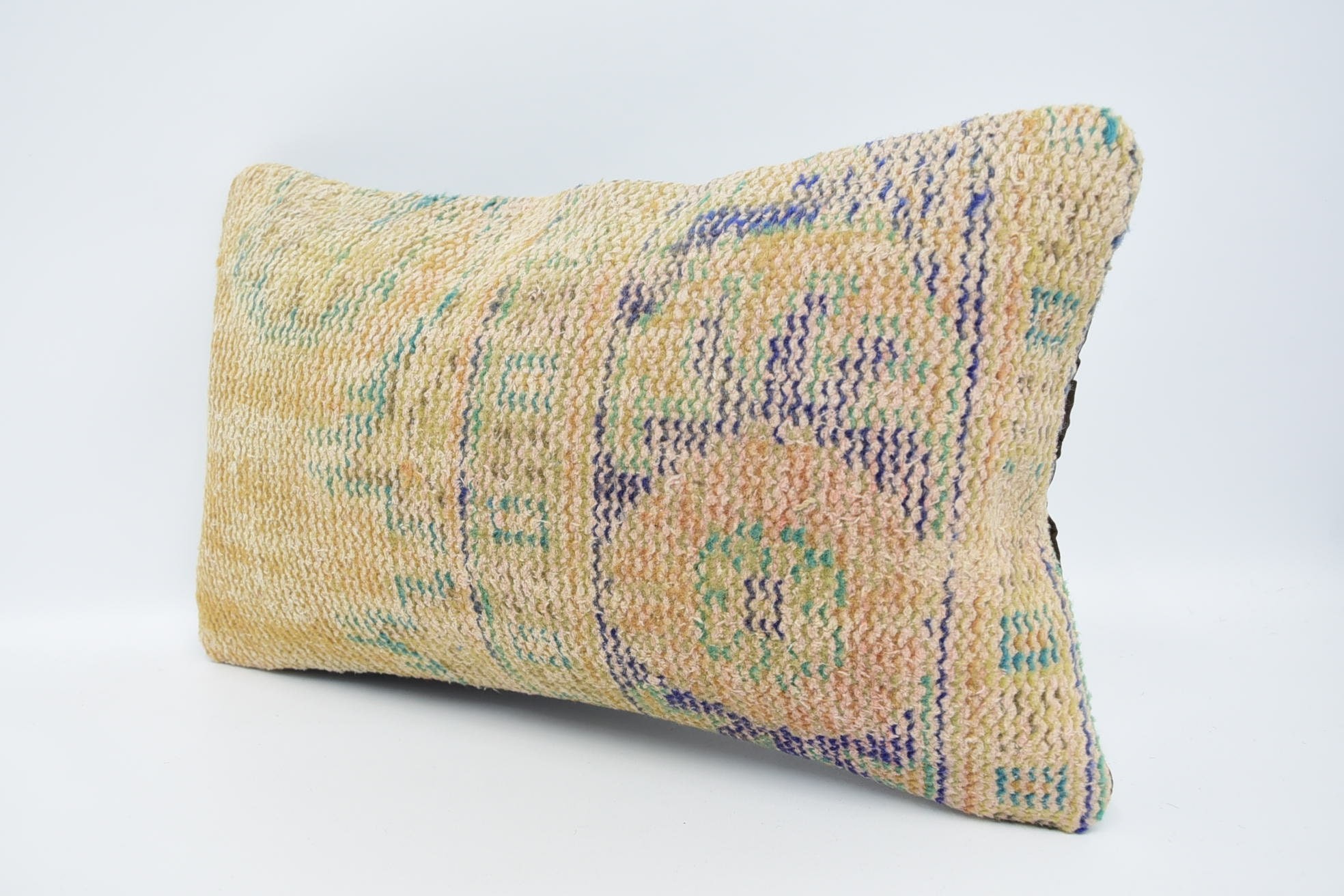 Home Decor Pillow, Vintage Pillow Sham, 12"x20" Beige Pillow, Vintage Kilim Throw Pillow, Interior Designer Pillow, Muted Pillow Cover