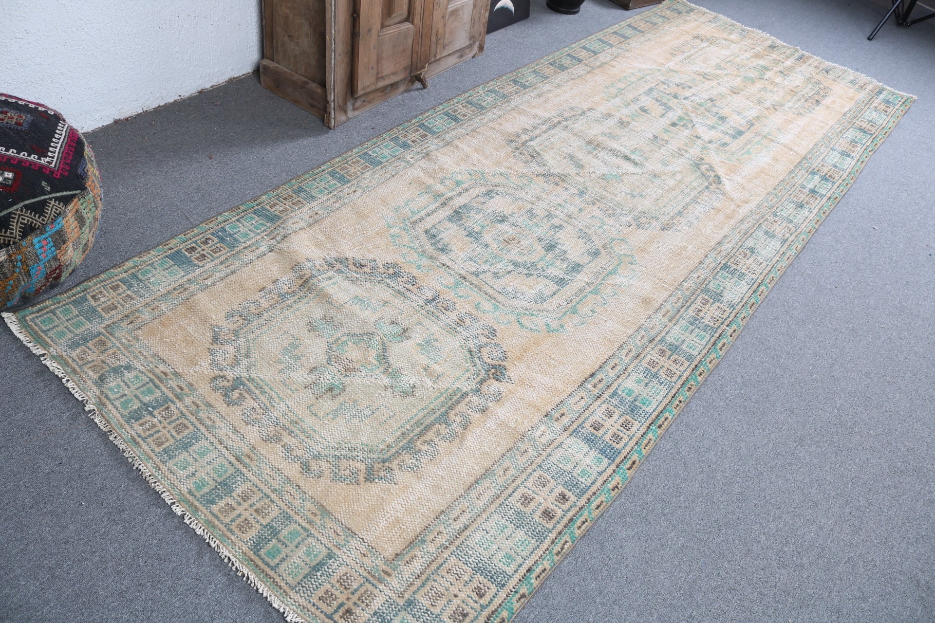 4.1x11 ft Runner Rug, Luxury Rugs, Yellow Kitchen Rug, Turkish Rug, Vintage Rug, Stair Rug, Bedroom Rug, Rugs for Corridor, Aesthetic Rug