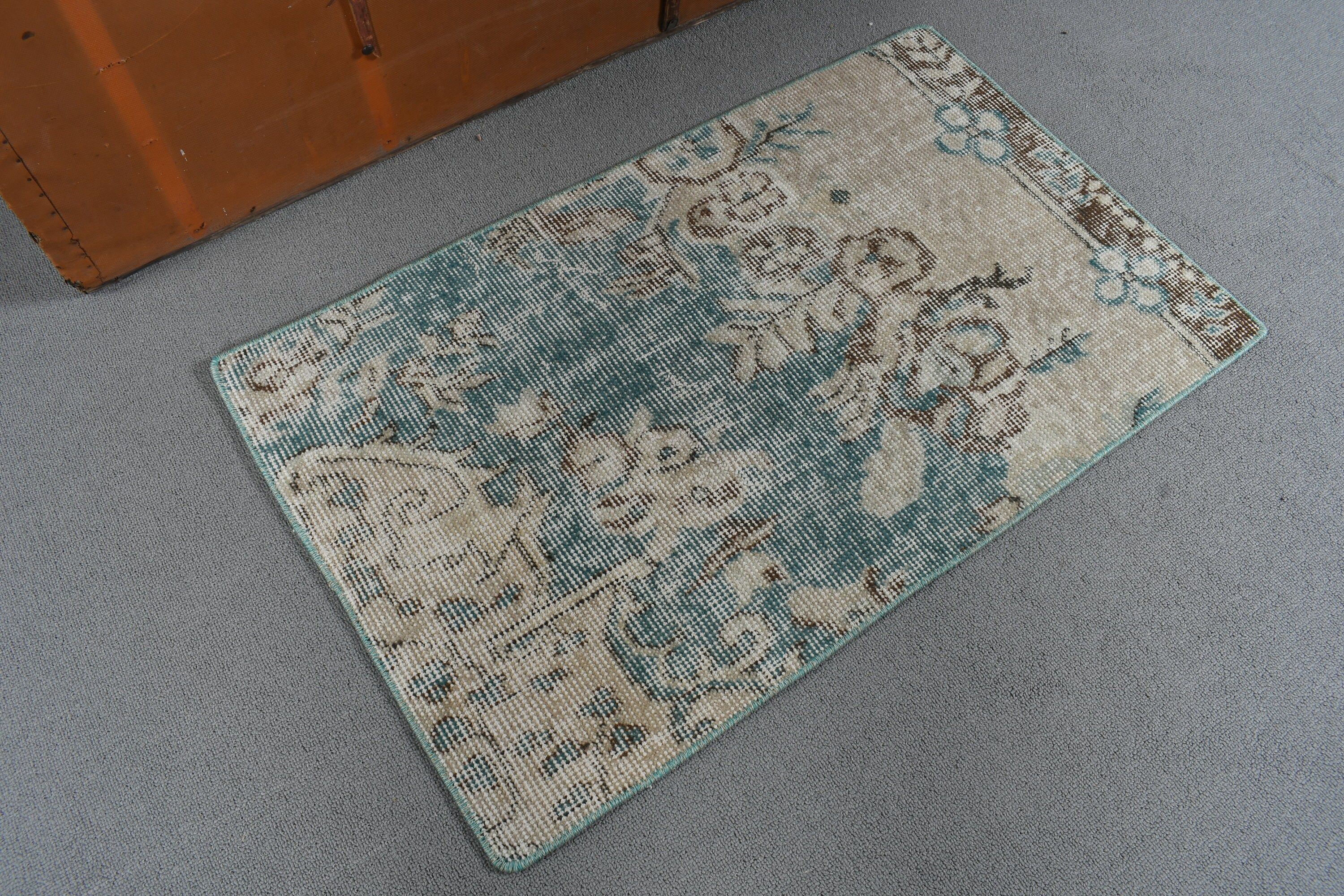 Vintage Halılar, Türk Halısı, 1.6x2.8 ft Küçük Halılar, Bej Mutfak Halıları, Küçük Boho Halıları, Yatak Odası Halıları, Küçük Vintage Halı, Yün Halı