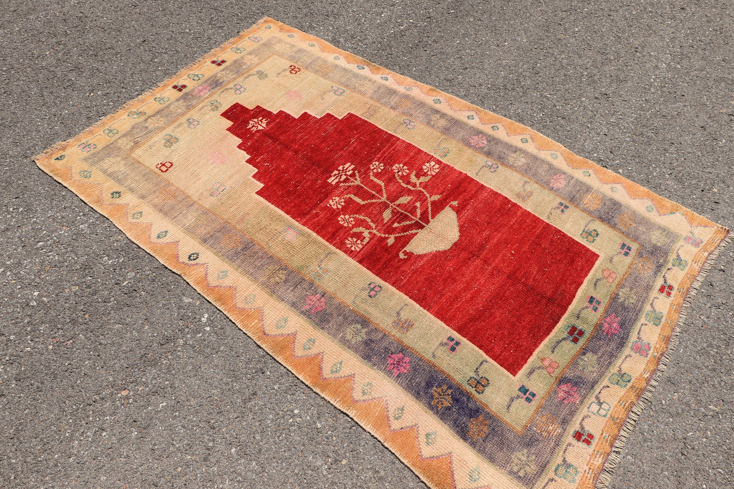 Floor Rug, Rugs for Bedroom, Turkish Rug, Red Bedroom Rug, Vintage Rugs, Cool Rug, Vintage Decor Rug, 4.1x6.5 ft Area Rug