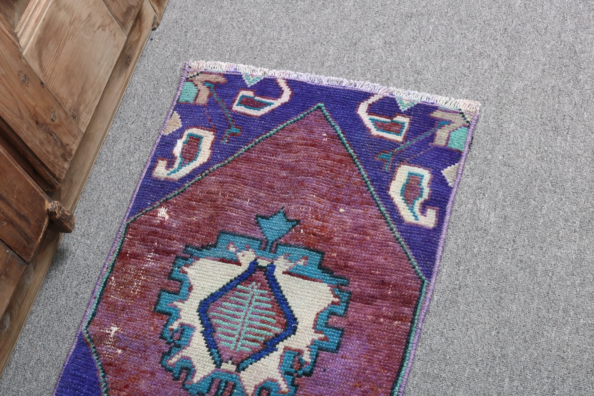 Aesthetic Rug, Vintage Rugs, Purple Modern Rug, Handwoven Rugs, Entry Rugs, 1.4x2.3 ft Small Rugs, Turkish Rug, Oushak Rug, Small Area Rugs