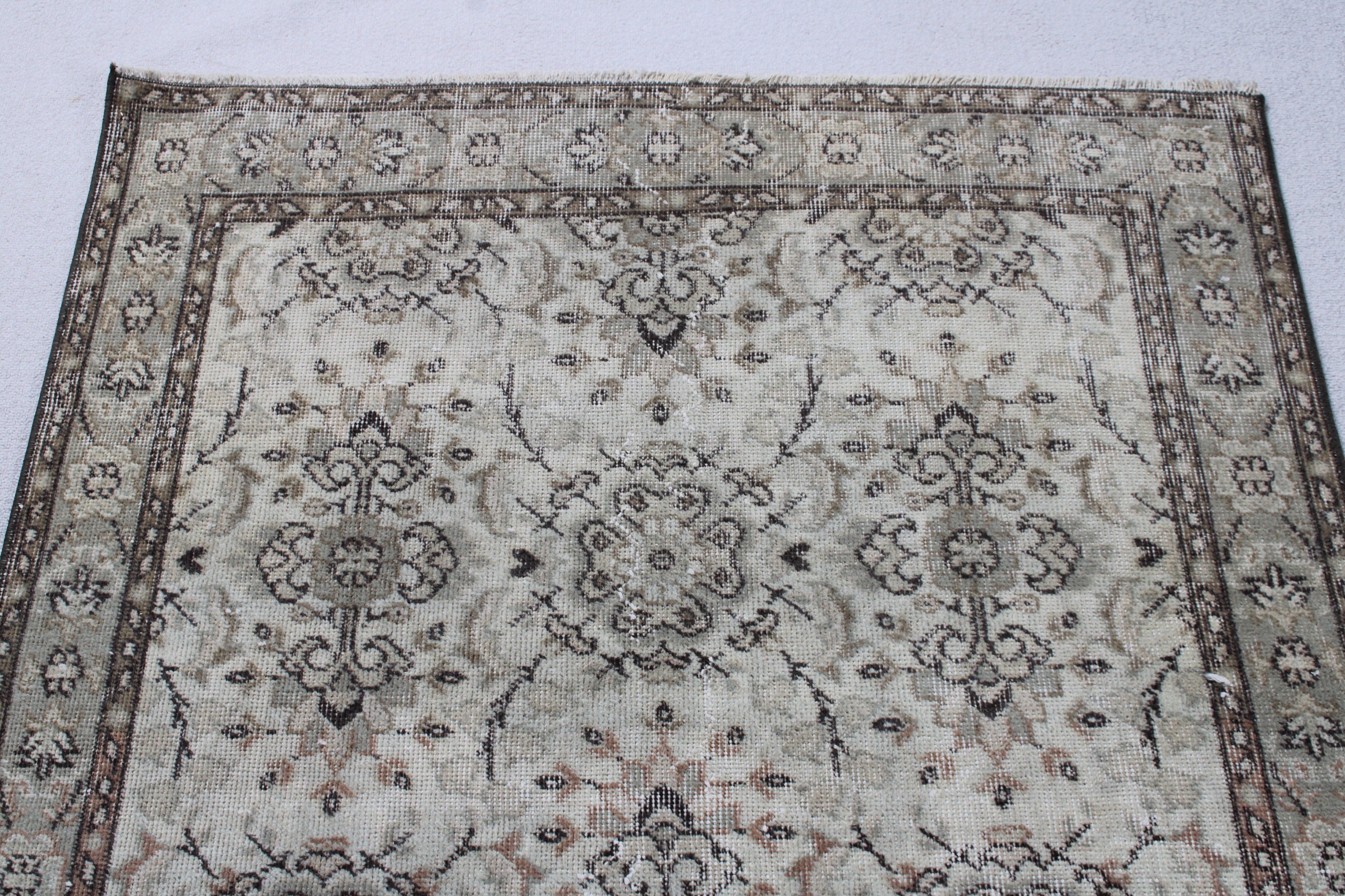 Aztek Halısı, Türk Halıları, Oushak Bölgesi Halıları, Mutfak Halısı, Lüks Halı, Vintage Halılar, Bej Geometrik Halı, 3,7x6,8 ft Alan Halıları, Yün Halılar