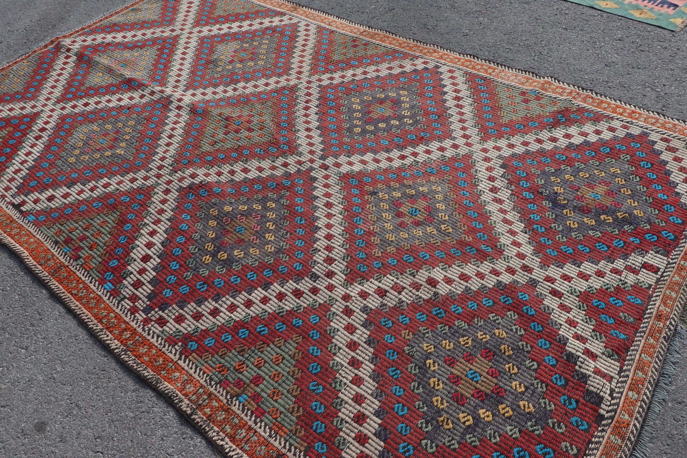 Old Rugs, Bedroom Rug, 5.9x10.3 ft Large Rug, Moroccan Rug, Vintage Rug, Oushak Rug, Living Room Rug, Turkish Rug, Red Wool Rugs, Kilim