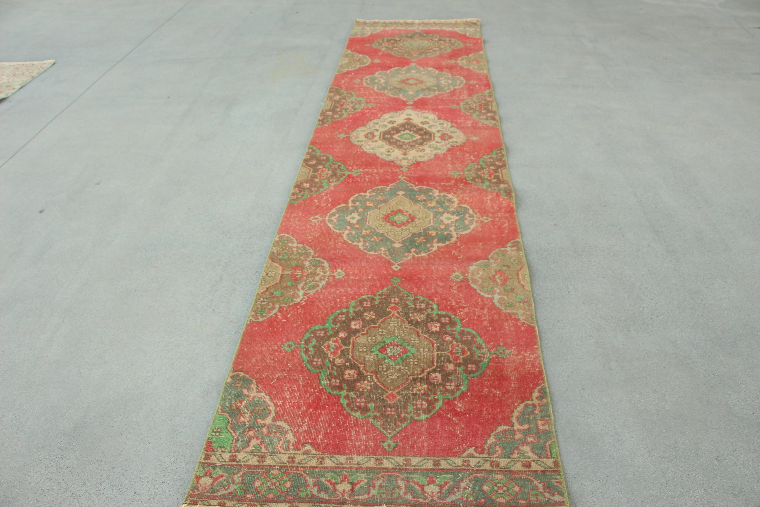 Outdoor Rug, Red Wool Rug, Stair Rugs, Oushak Rug, Turkish Rug, Antique Rugs, Vintage Runner Rugs, 3x12.3 ft Runner Rug, Vintage Rugs