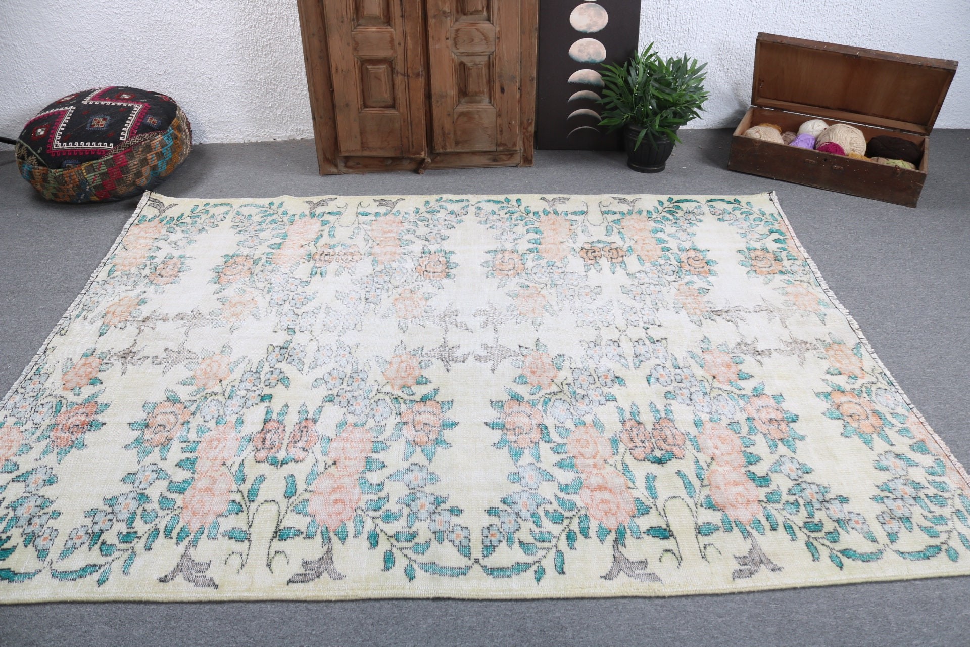 Açıklama Halıları, Kırmızı Yün Halılar, Salon Halıları, Vintage Halı, Büyük Boho Halı, Türk Halıları, Estetik Halılar, 5.9x7.8 ft Büyük Halılar, Geometrik Halı