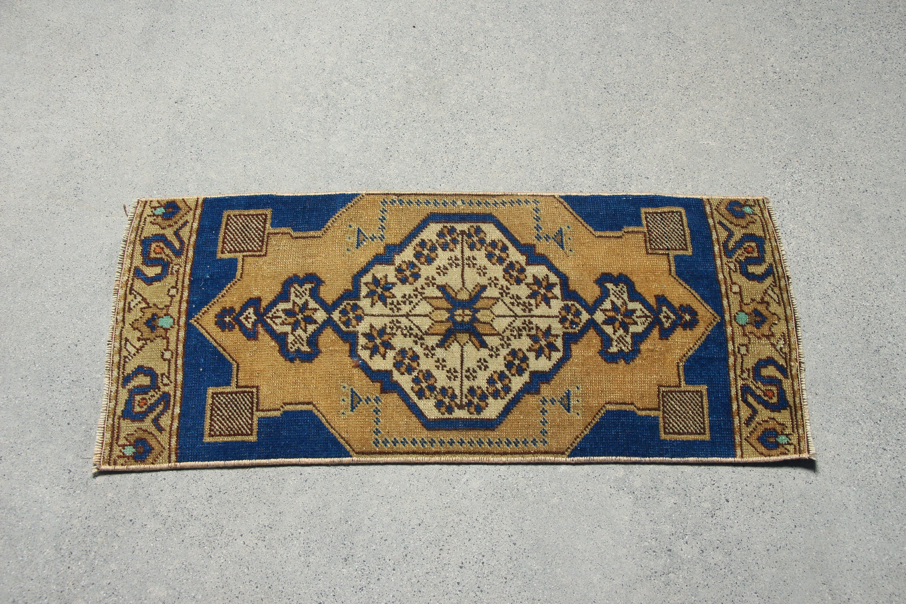 Mutfak Halısı, Türk Halısı, Yatak Odası Halıları, Vintage Halı, 1.2x2.7 ft Küçük Halı, Çocuk Odası Halıları, Sarı Soğuk Halı, Yer Halıları