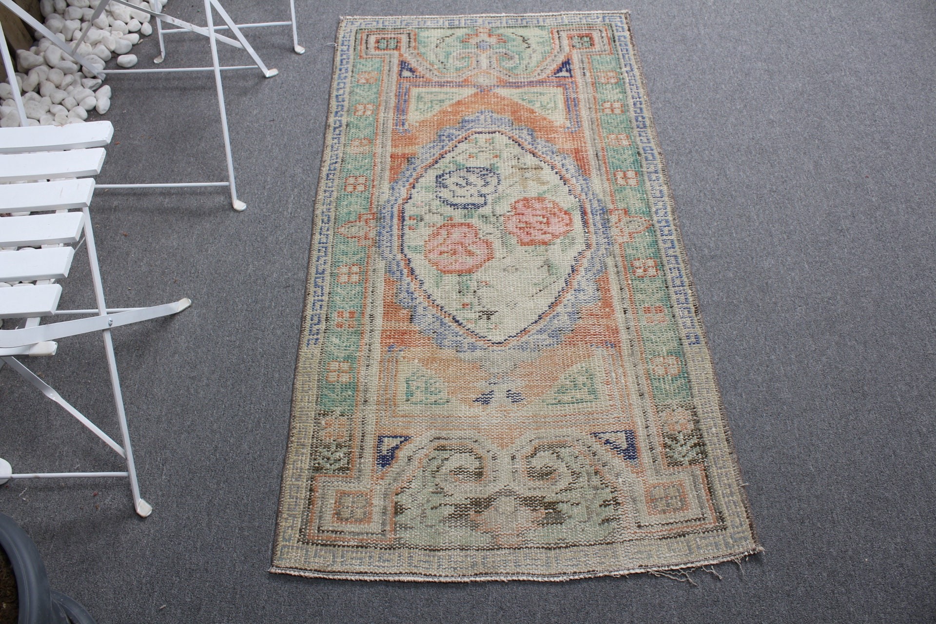 Çocuk Halısı, Yün Halı, Turuncu Antika Halılar, Yatak Odası Halısı, Türk Halısı, Anadolu Halısı, Vintage Halılar, Eskitilmiş Halı, 2,5x4,6 ft Küçük Halılar