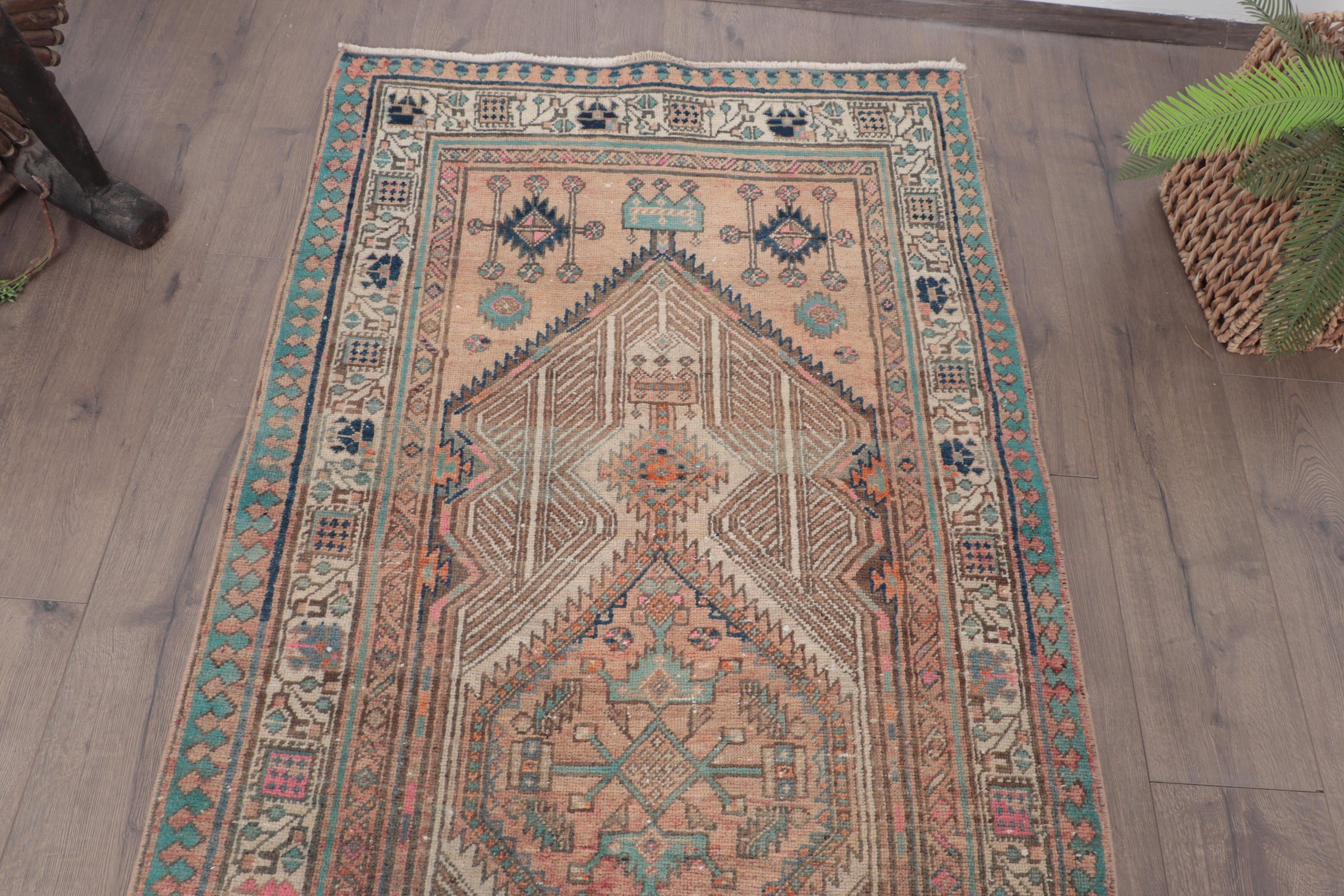 Koridor Halısı, 3.1x10.4 ft Yolluk Halısı, Organik Halı, Kahverengi Yün Halılar, Nötr Halı, Koridor Halısı, Vintage Halı, Fas Halısı, Türk Halıları