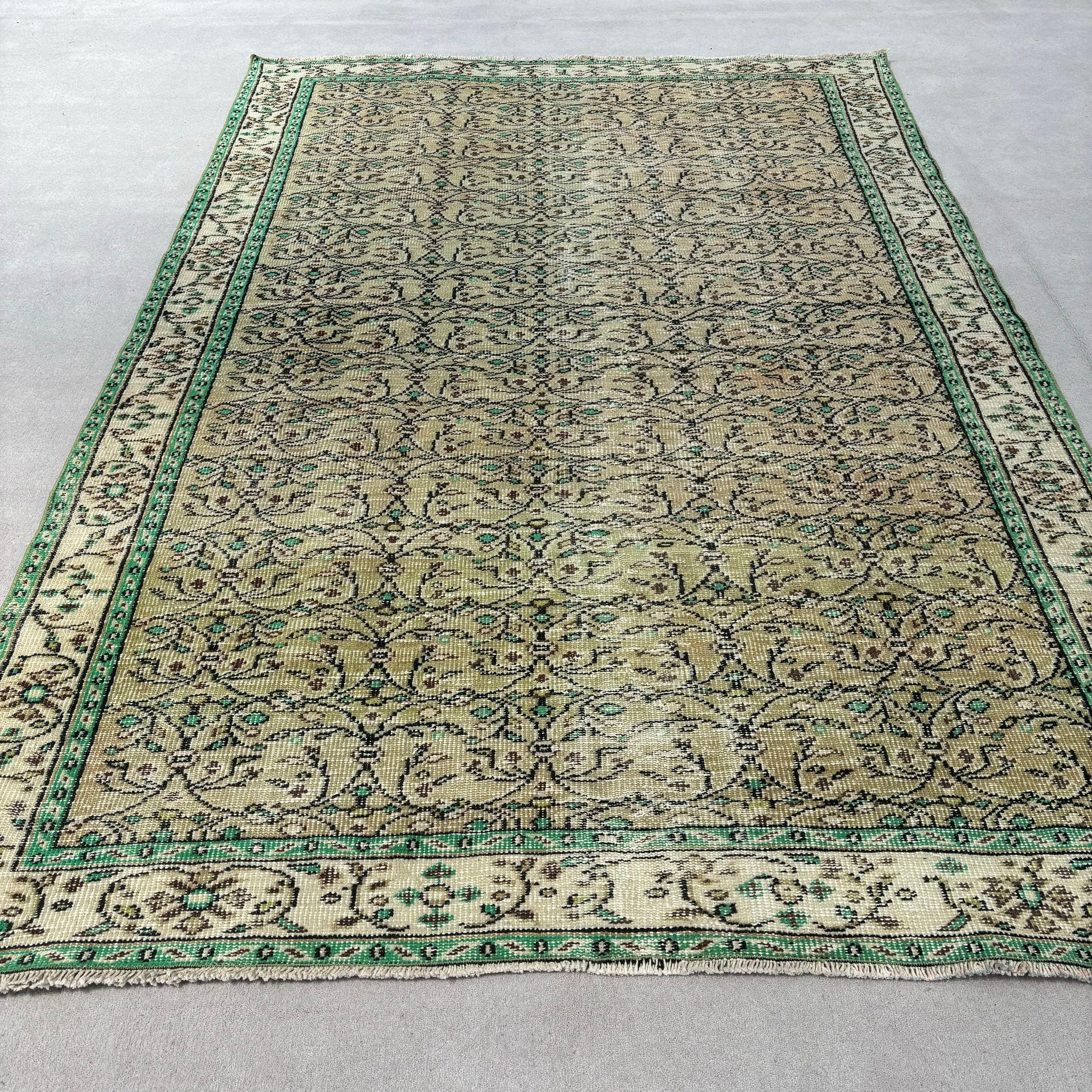 Vintage Halılar, Türk Halısı, Büyük Oushak Halıları, Mutfak Halısı, Büyük Boho Halısı, 5,7x8,8 ft Büyük Halılar, Kahverengi Antika Halı, Antika Halılar