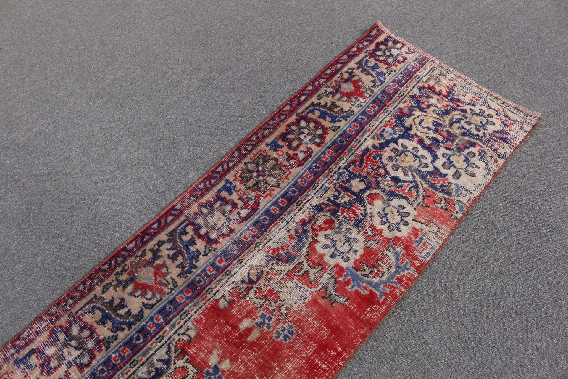 Vintage Rug, Oriental Rugs, Muted Rugs, Kitchen Rug, 2.3x7.9 ft Runner Rugs, Rugs for Stair, Turkish Rug, Blue Oriental Rug, Moroccan Rug