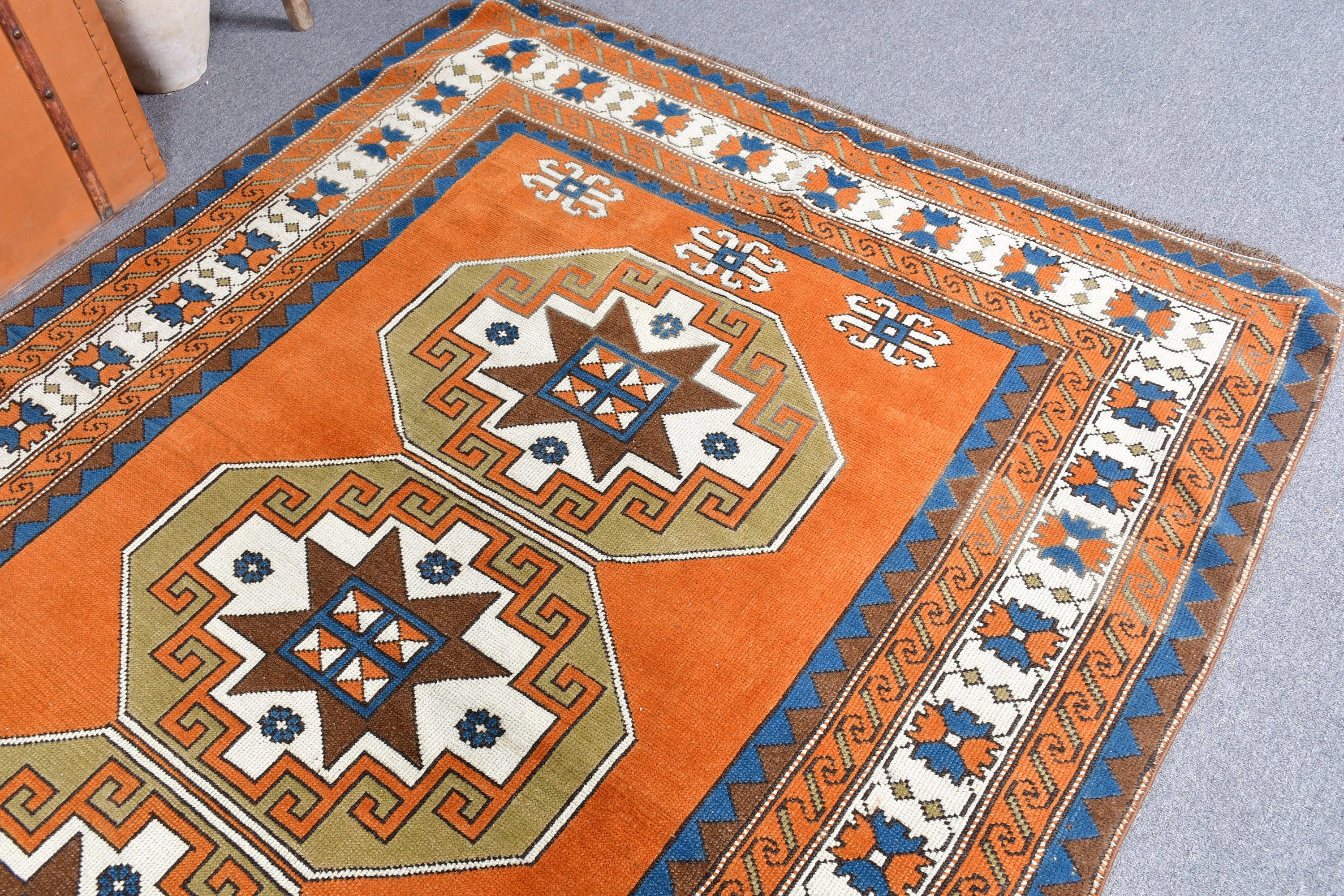 Dorm Rug, Orange Moroccan Rug, Nursery Rugs, Rugs for Area, 5x7 ft Area Rugs, Vintage Rugs, Home Decor Rug, Turkish Rug