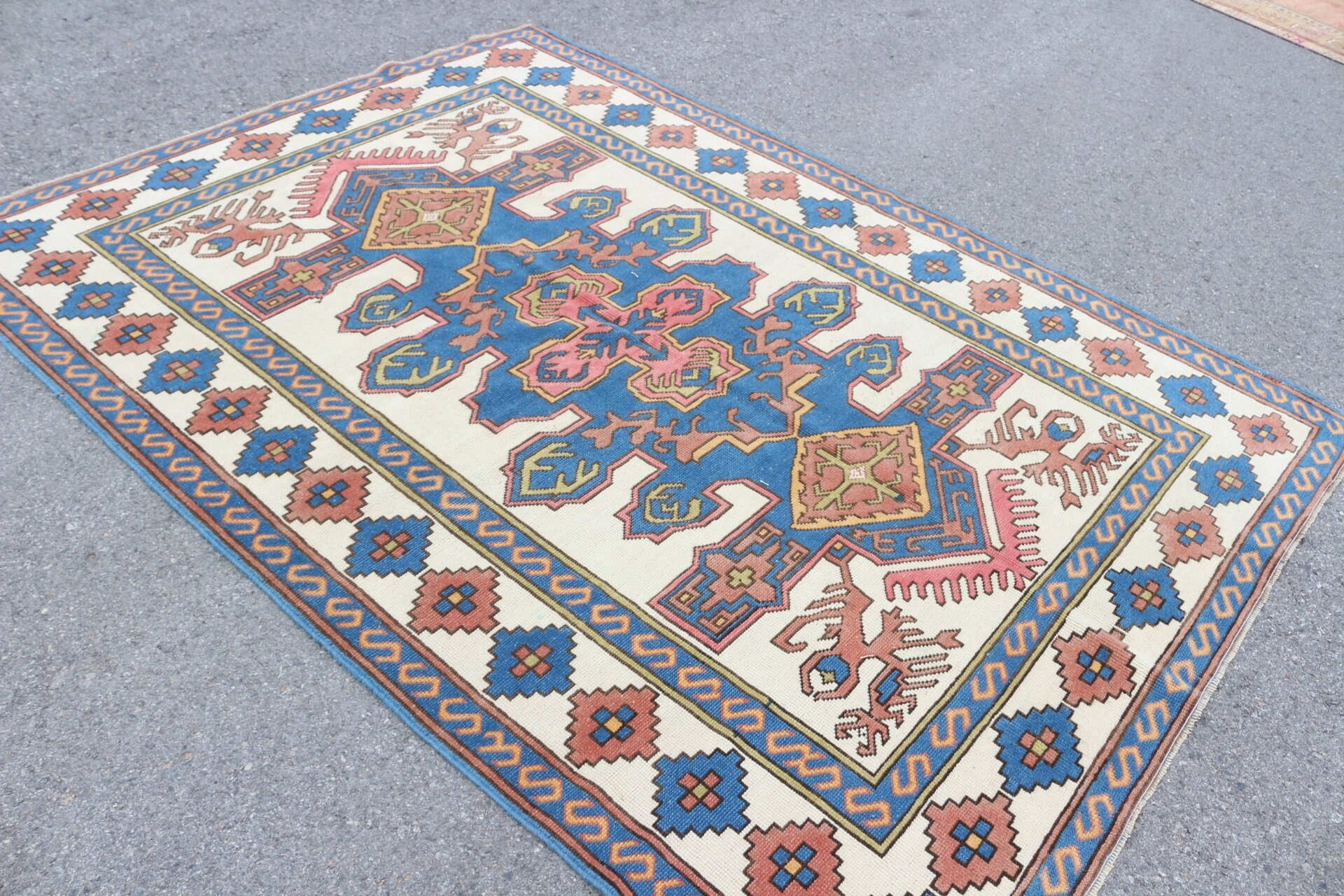 Vintage Rug, Home Decor Rugs, Salon Rugs, Aztec Rug, Turkish Rugs, Beige Home Decor Rug, Oriental Rug, 5.9x8 ft Large Rug, Dining Room Rugs