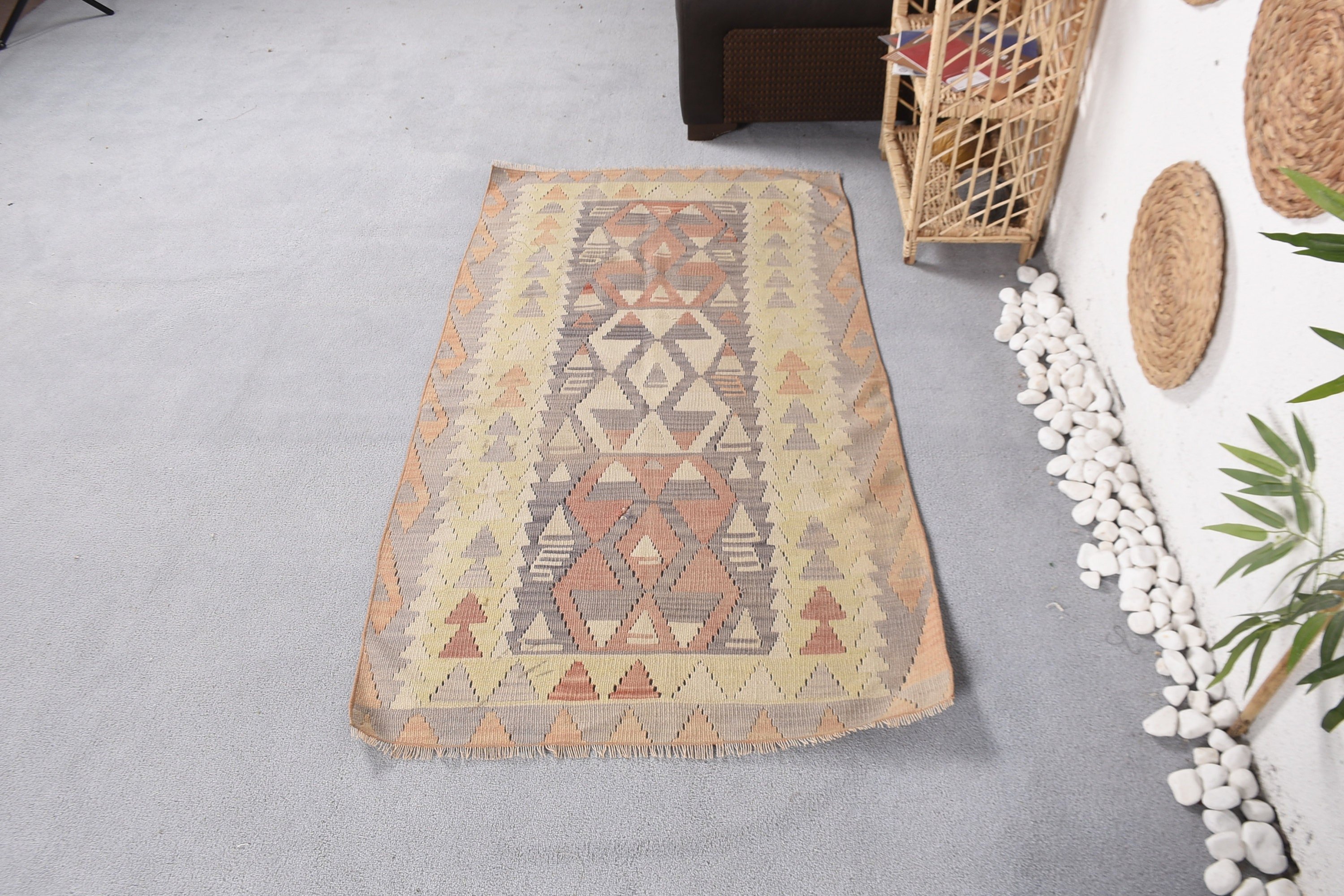 Gray Anatolian Rugs, Kilim, Bedroom Rug, Turkish Rugs, 3x5.2 ft Accent Rug, Old Rugs, Kitchen Rug, Oushak Rug, Vintage Rug, Home Decor Rugs