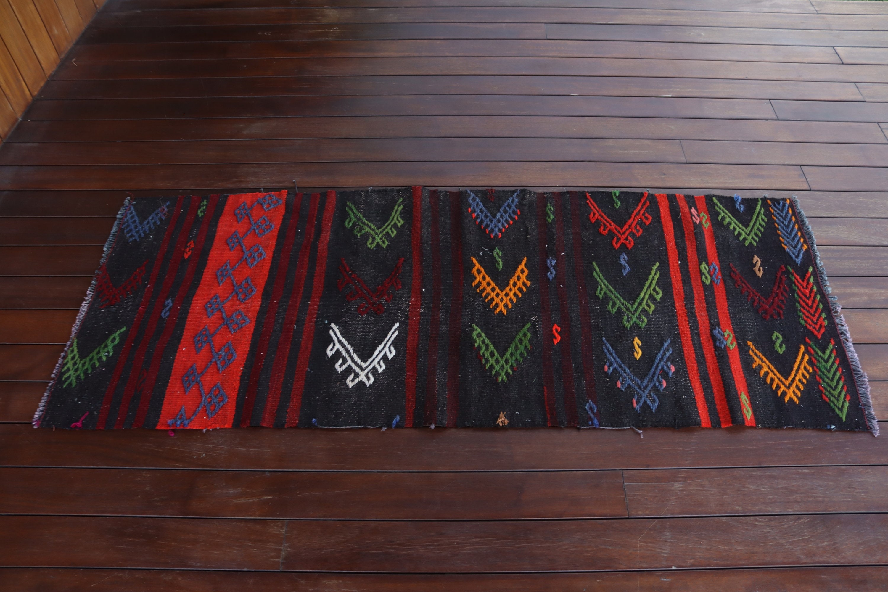 Kırmızı Yün Halı, Kilim, Türk Halıları, Aztek Halıları, Lüks Halı, 2x5,3 ft Yolluk Halıları, Koridor Halıları, Uzun Yolluk Halısı, Vintage Halı