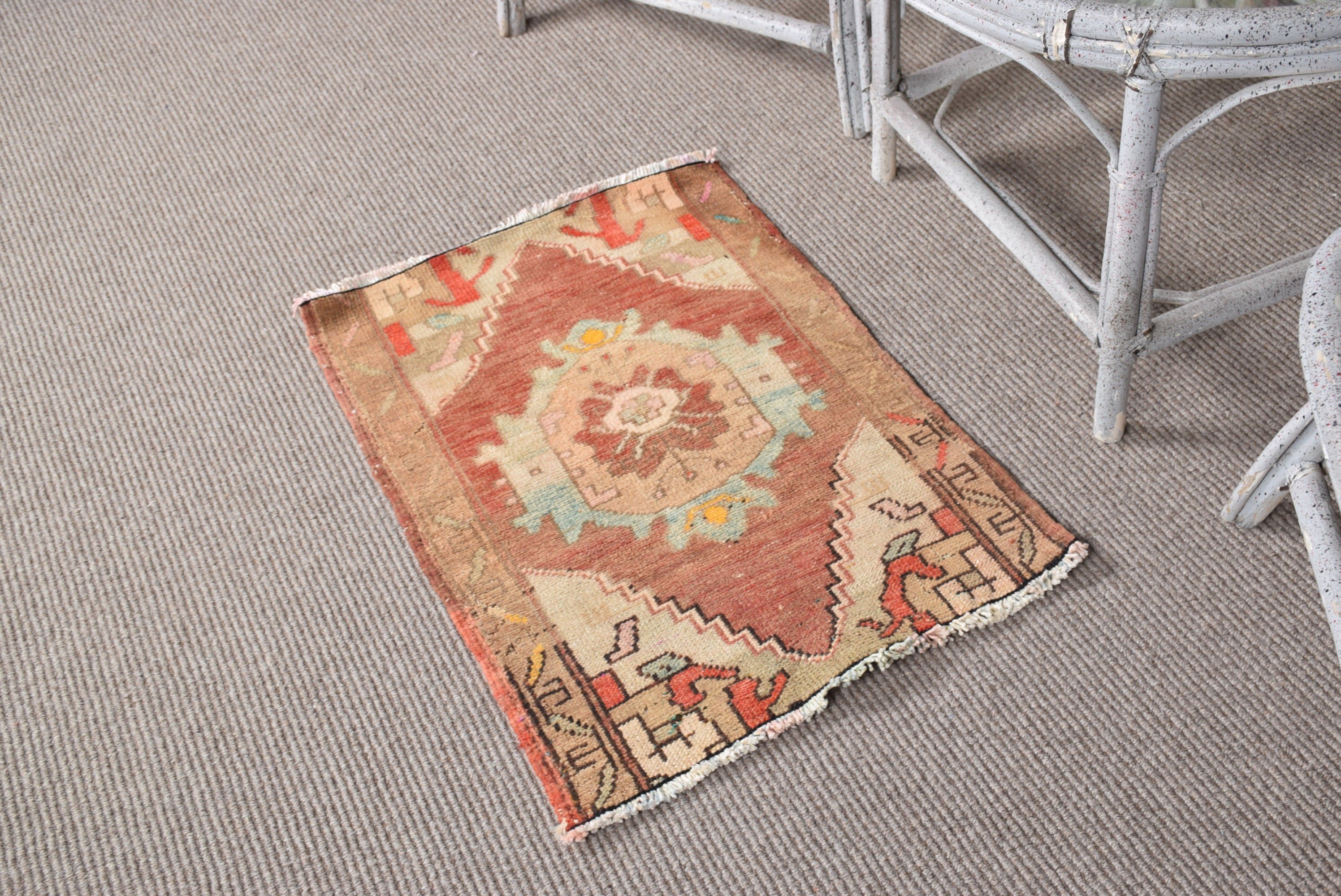 Moroccan Rugs, 1.7x2.5 ft Small Rugs, Brown Floor Rug, Anatolian Rug, Designer Rug, Turkish Rug, Kitchen Rugs, Vintage Rug, Car Mat Rugs