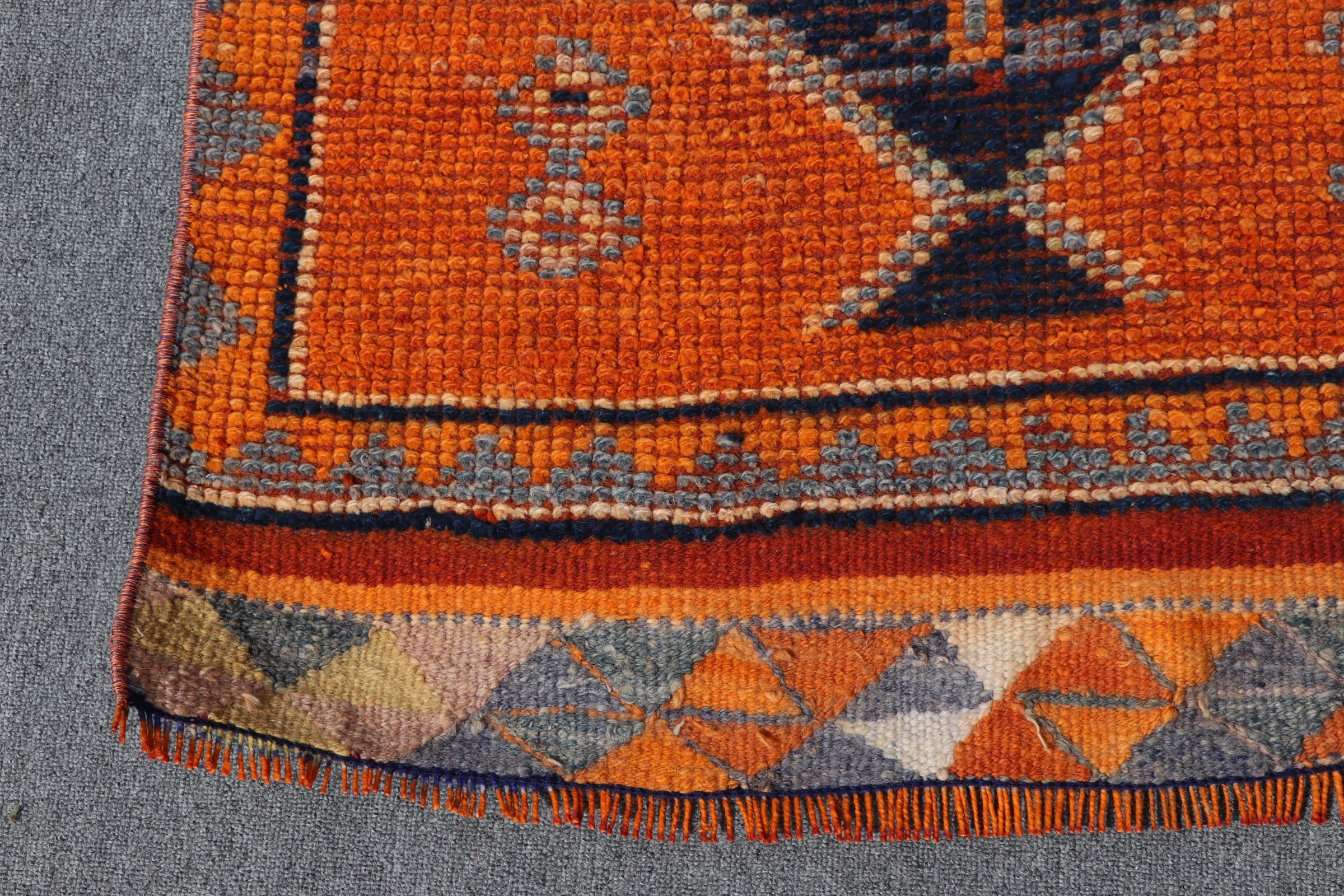 Orange Oushak Rugs, Turkish Rugs, 2.7x10.6 ft Runner Rug, Floor Rug, Antique Rugs, Vintage Rug, Pale Rugs, Hallway Rugs, Corridor Rugs