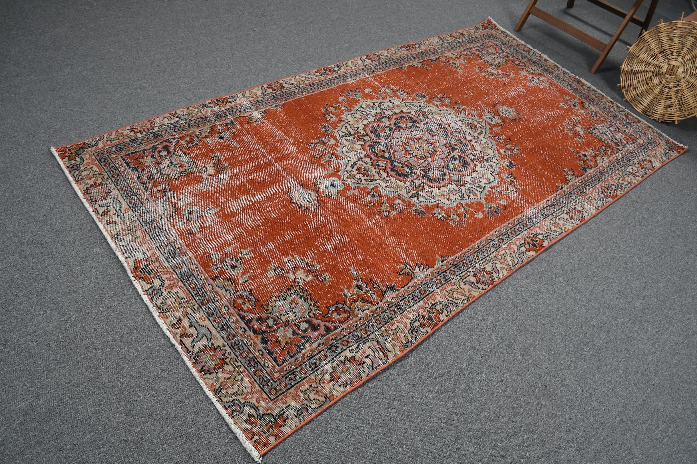 Turkish Rug, Office Rug, Kitchen Rug, Red Home Decor Rug, Living Room Rug, Home Decor Rug, Bedroom Rugs, Vintage Rugs, 4.1x7.9 ft Area Rugs