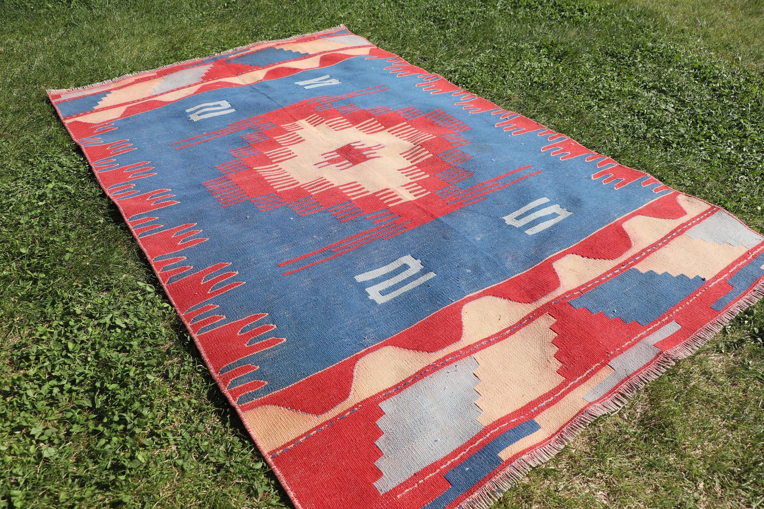 Flatweave Rugs, Blue  3.3x5.2 ft Accent Rugs, Vintage Rugs, Turkish Rugs, Entry Rugs, Vintage Accent Rug, Kilim, Antique Rugs