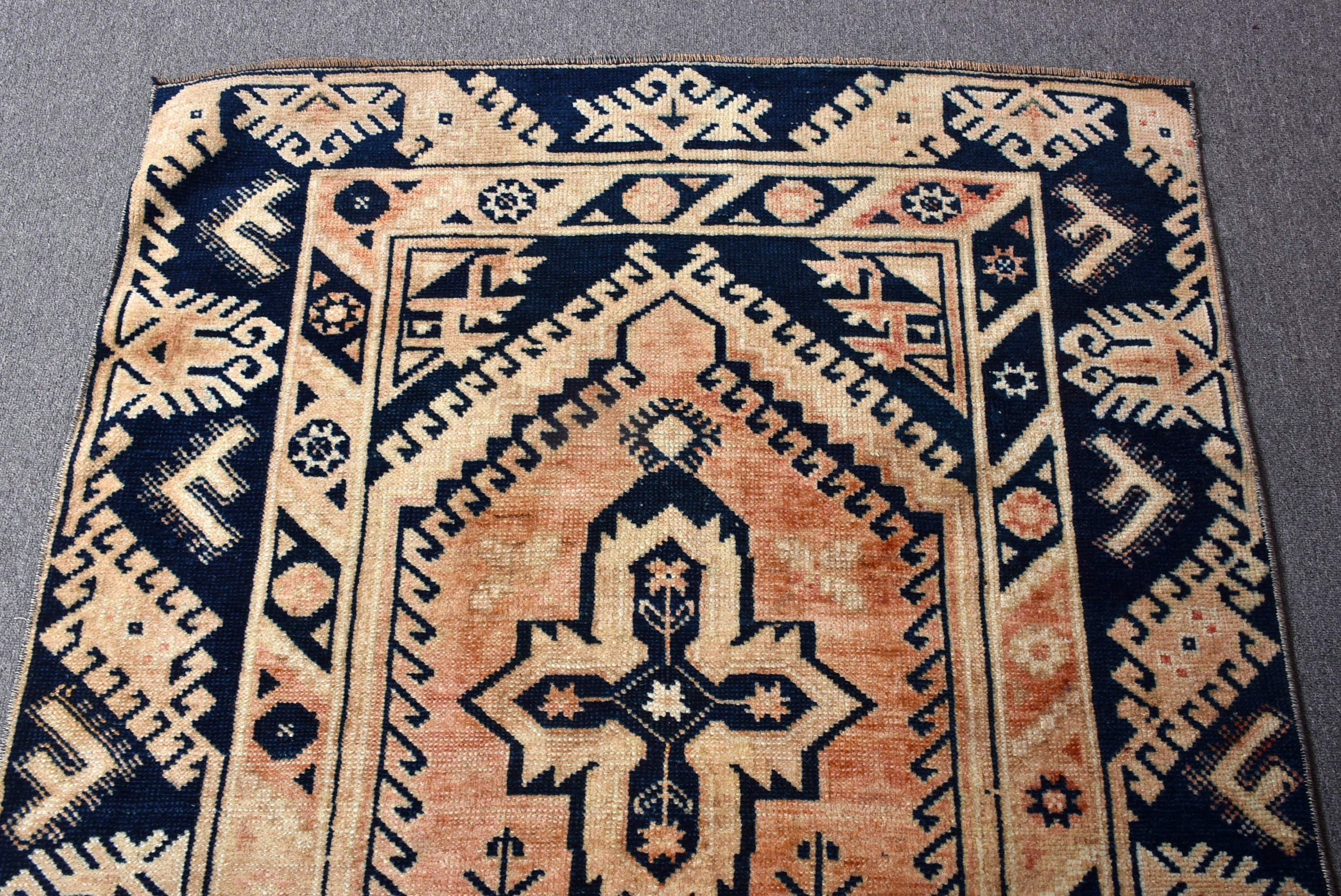 Turuncu Modern Halı, Vintage Halılar, Vintage Vurgulu Halı, Havalı Halı, Mutfak Halıları, Türk Halıları, Geometrik Halı, Boho Halıları, 3,5x6,8 ft Vurgulu Halılar