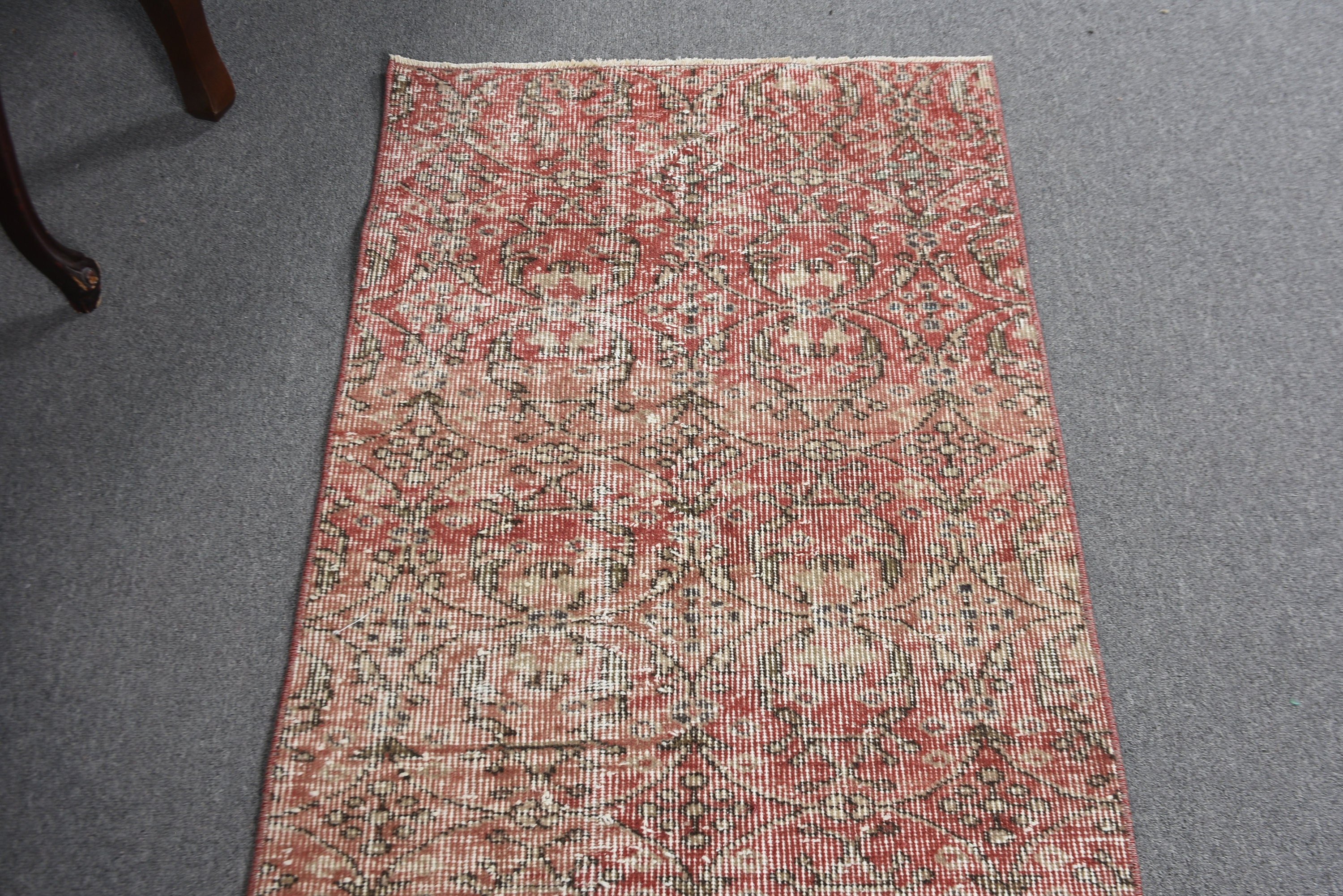 Kırmızı Geometrik Halılar, Mutfak Halısı, Giriş Halıları, Vintage Halı, Türk Halısı, Aztek Halısı, Çocuk Halısı, 2.2x4.7 ft Küçük Halı