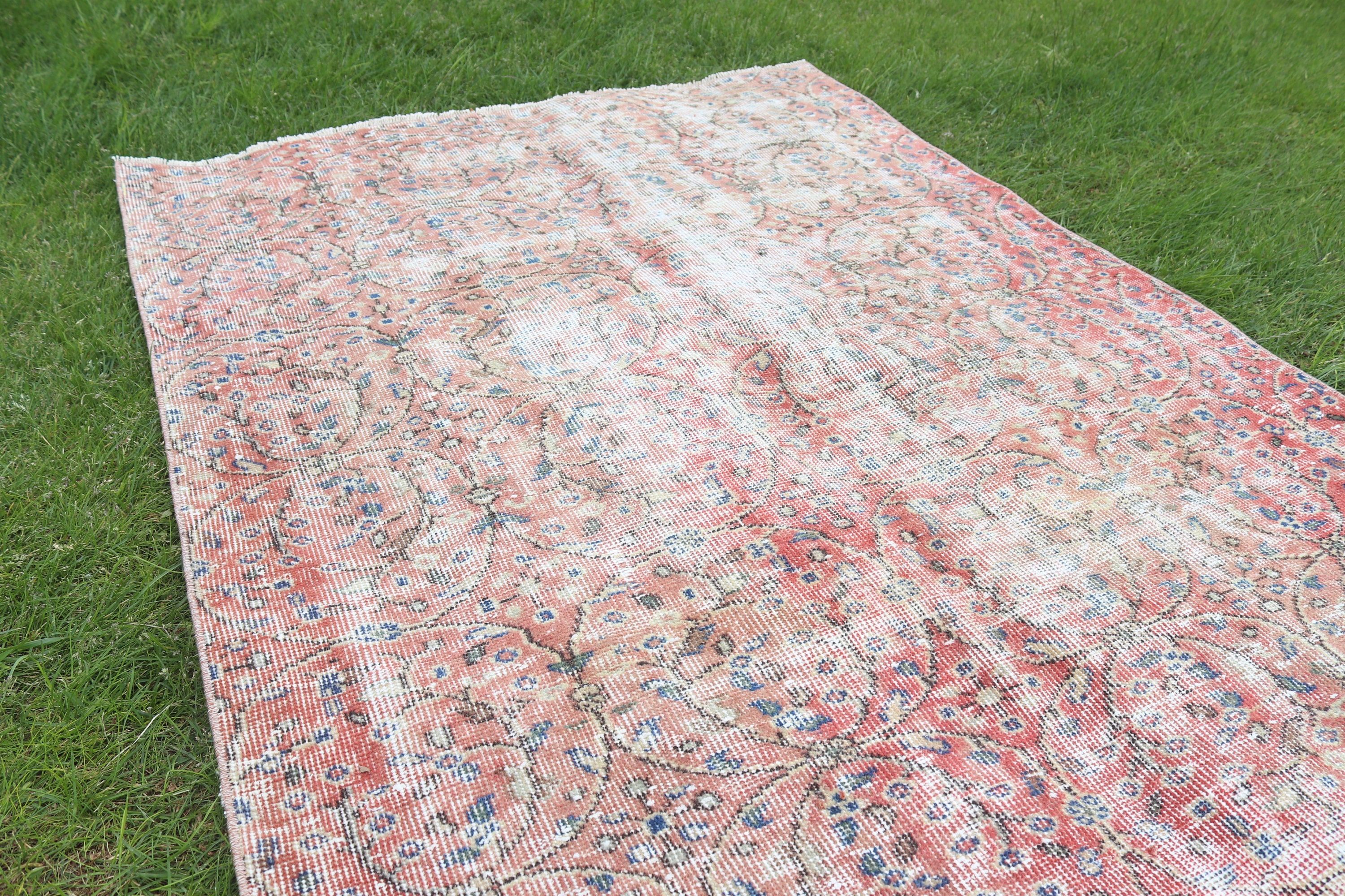 Red Moroccan Rug, Vintage Rug, Turkish Rug, Rugs for Decorative, Cool Rug, Kitchen Rug, Bedroom Rugs, Anatolian Rug, 3.9x5.3 ft Accent Rug